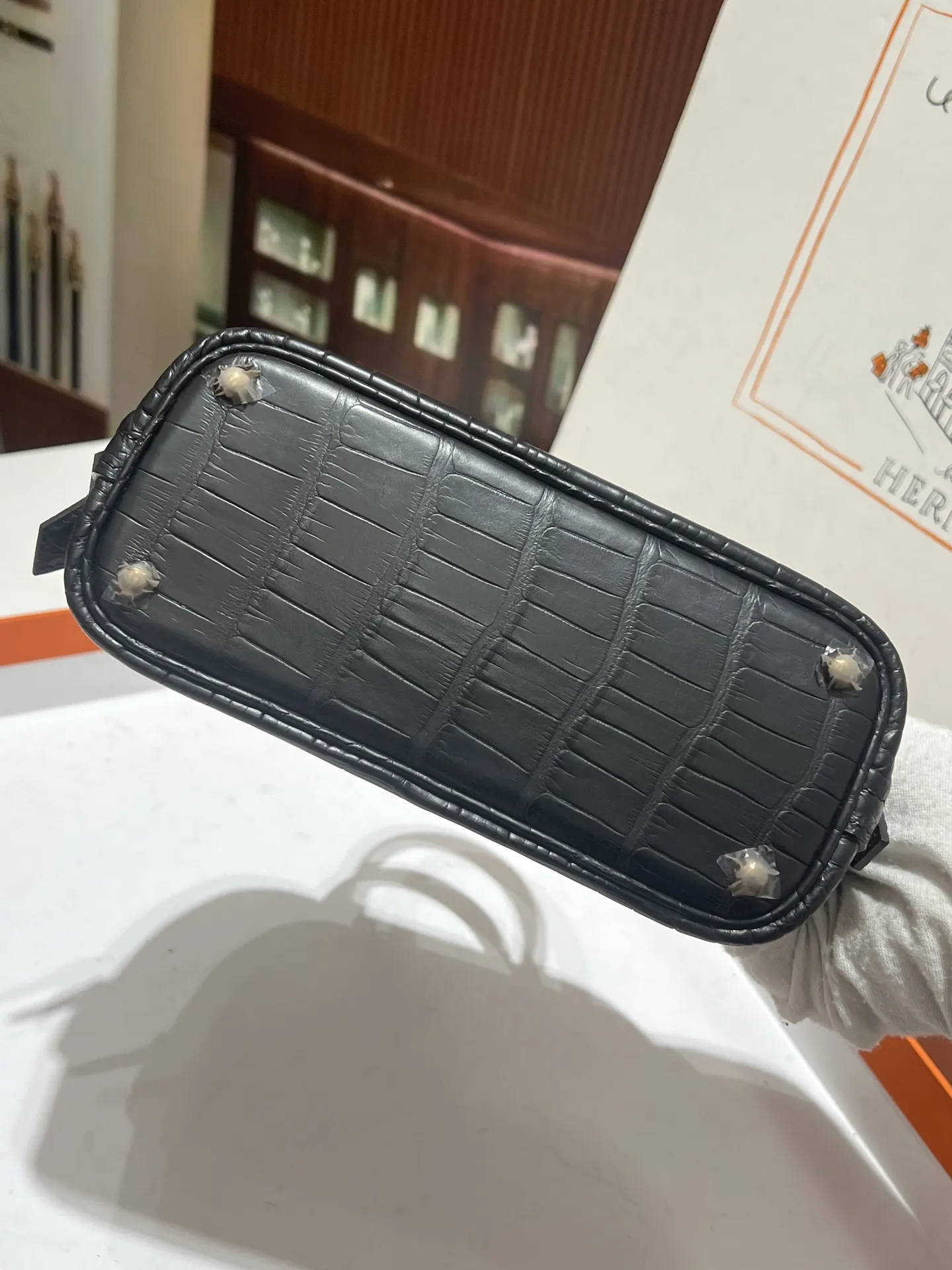 Hermes ブラッククロコダイルミニボーリングバッグ - 画像 (7)