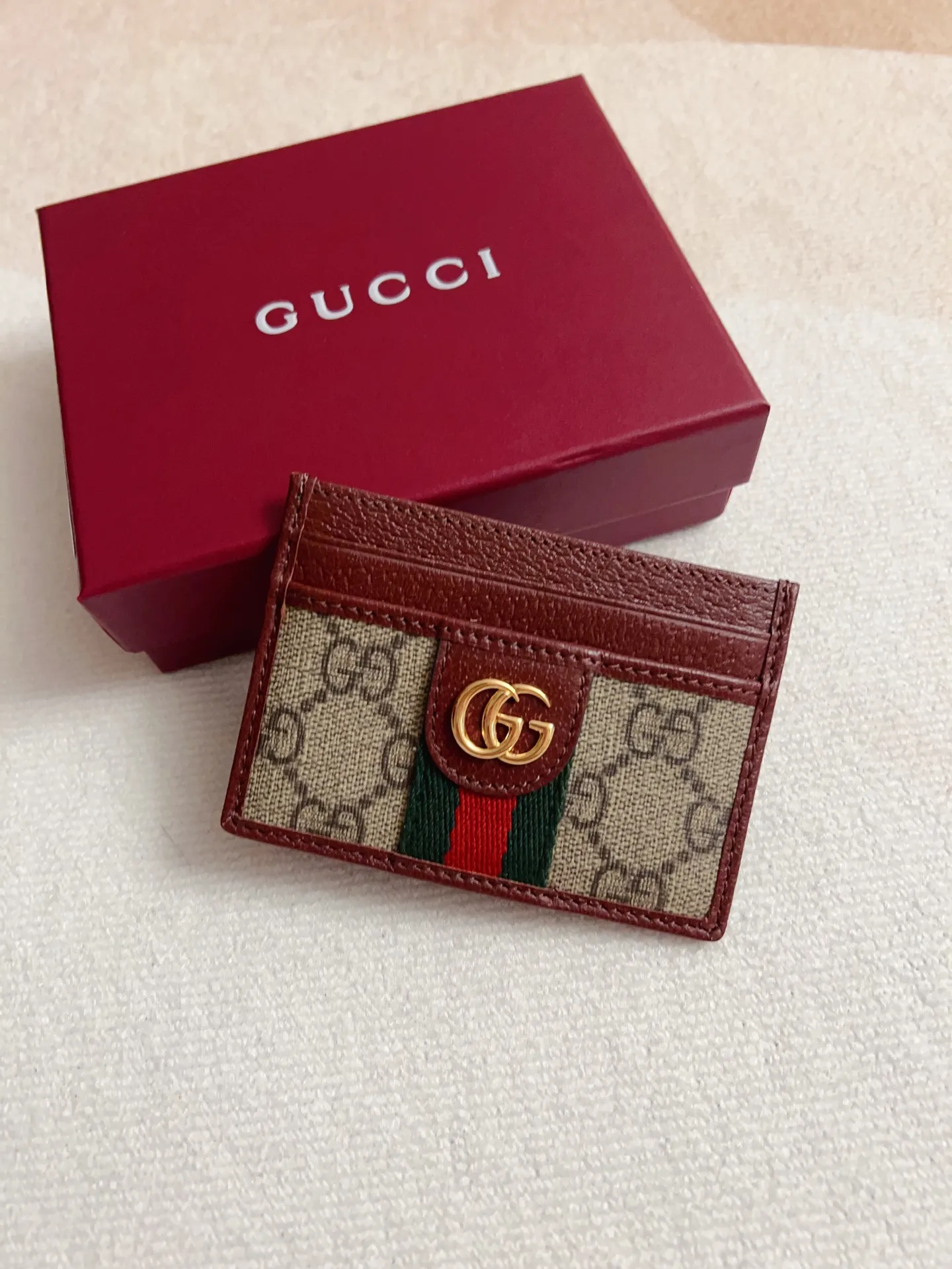GUCCI Ophidia カードケース 茶色 枣赤色