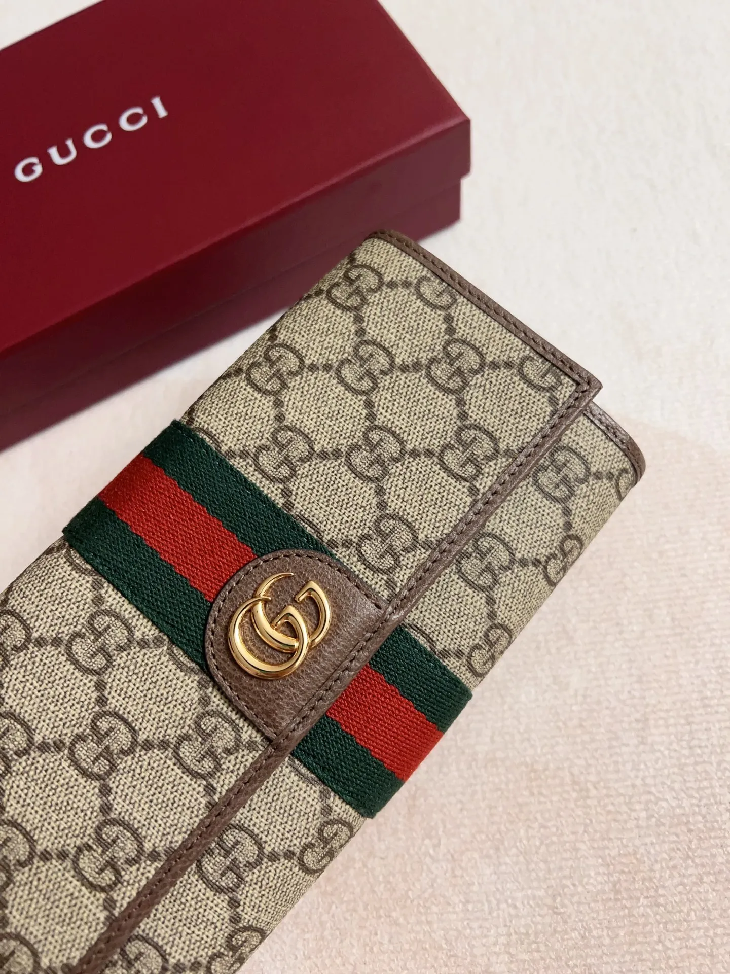 Gucci オフィディア 長財布 茶色 枣赤 ストライプ - 画像 (3)