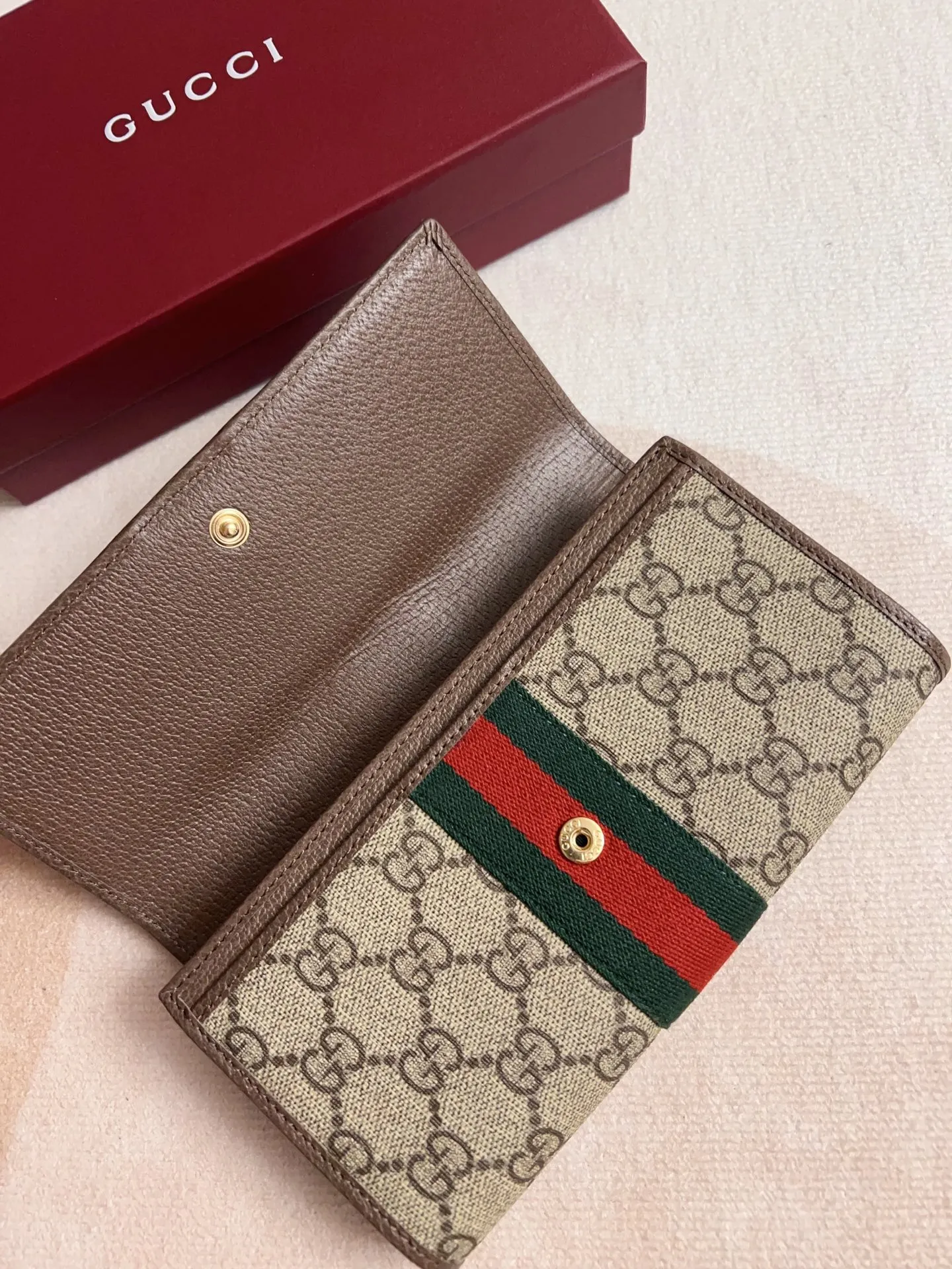 Gucci オフィディア 長財布 茶色 枣赤 ストライプ - 画像 (4)