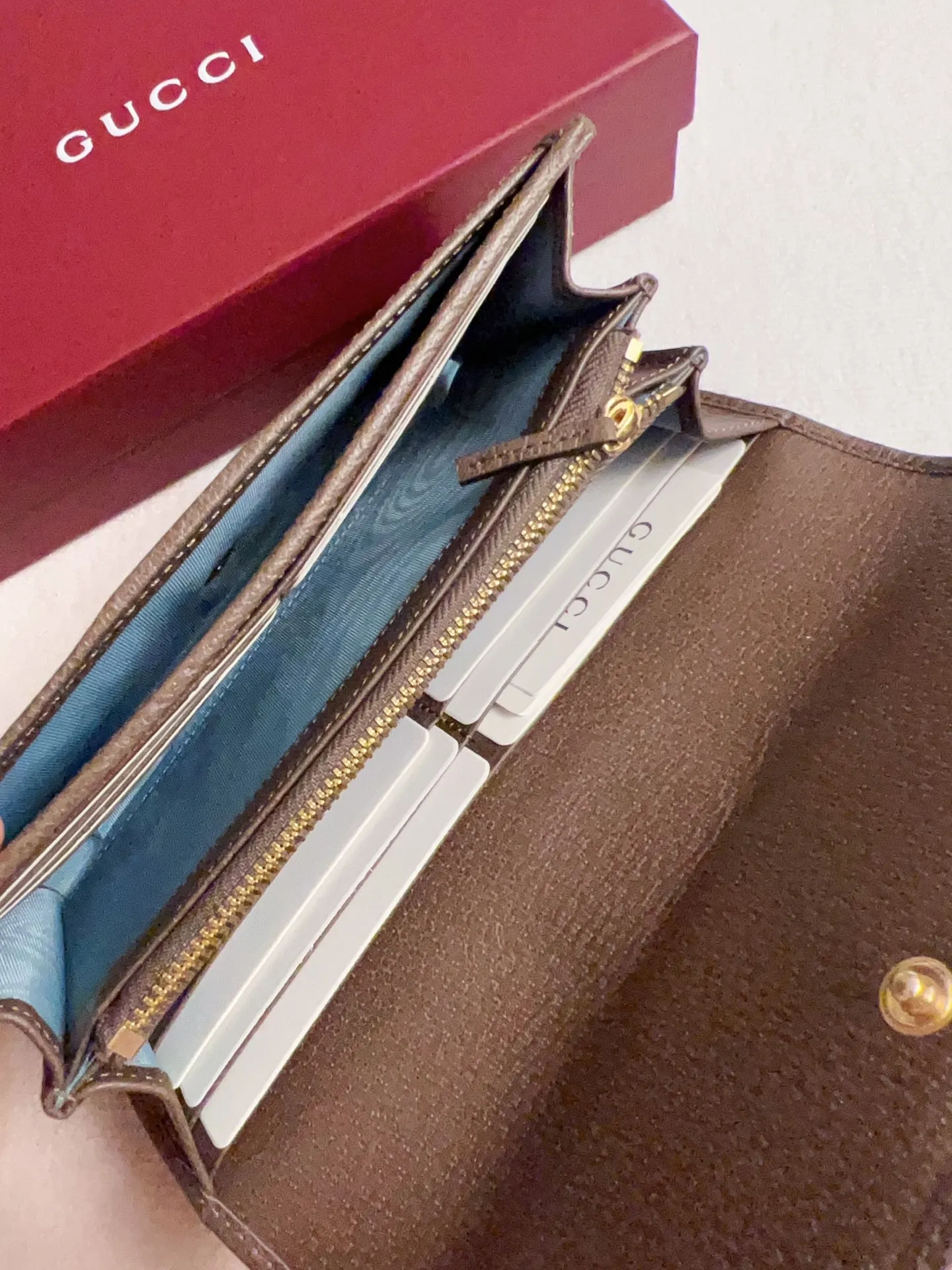 Gucci オフィディア 長財布 茶色 枣赤 ストライプ - 画像 (5)