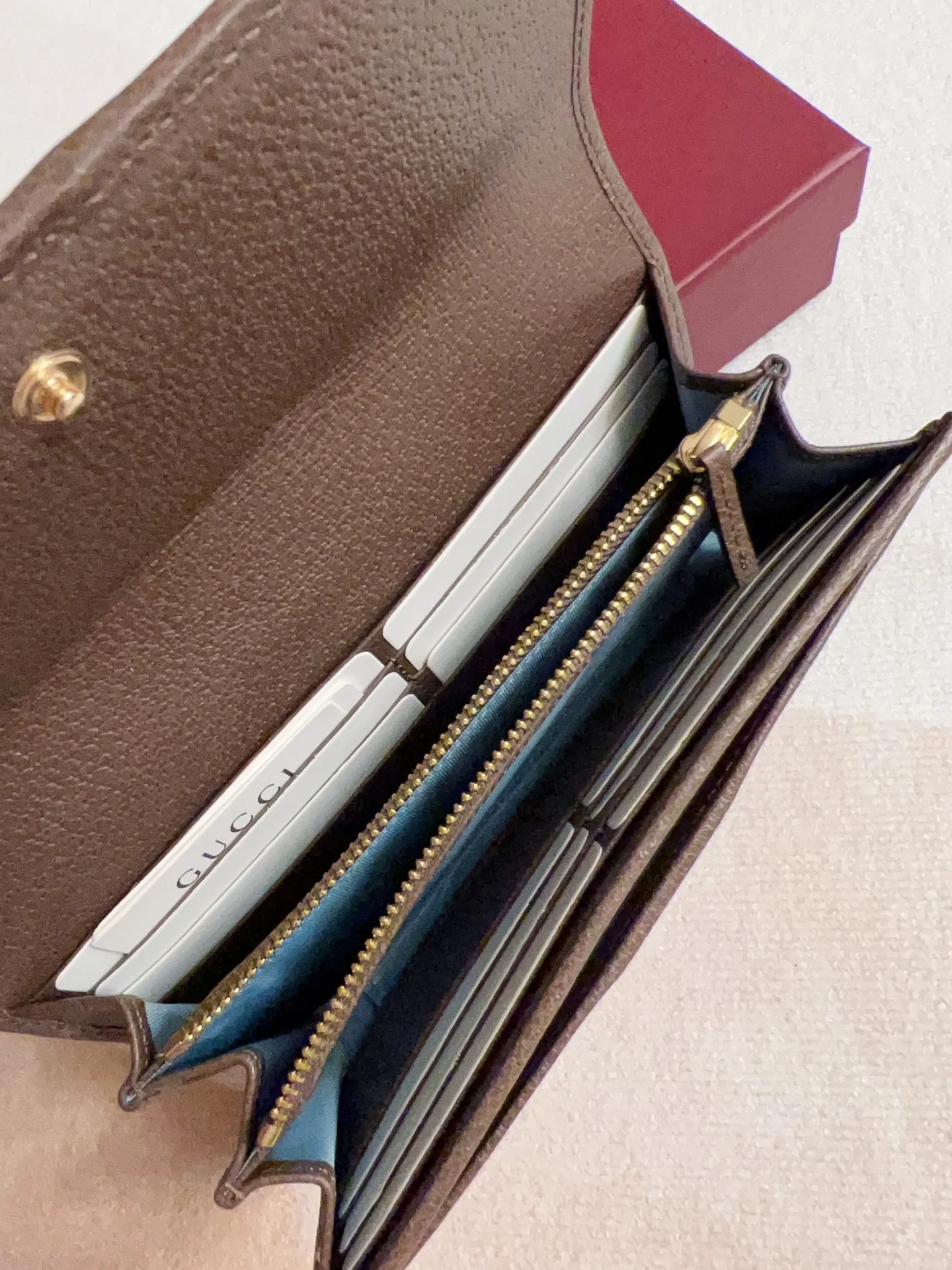 Gucci オフィディア 長財布 茶色 枣赤 ストライプ - 画像 (6)