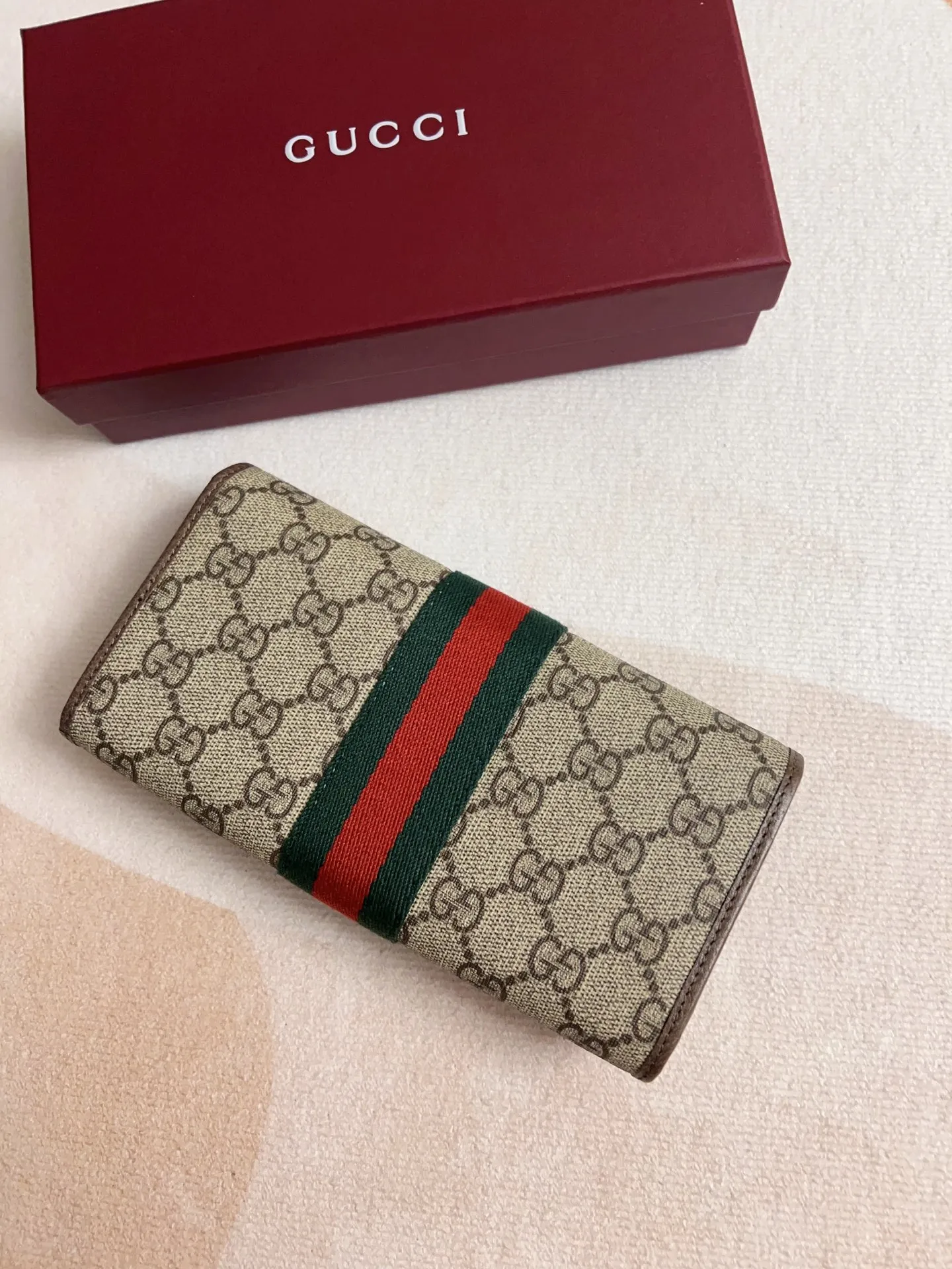 Gucci オフィディア 長財布 茶色 枣赤 ストライプ - 画像 (8)