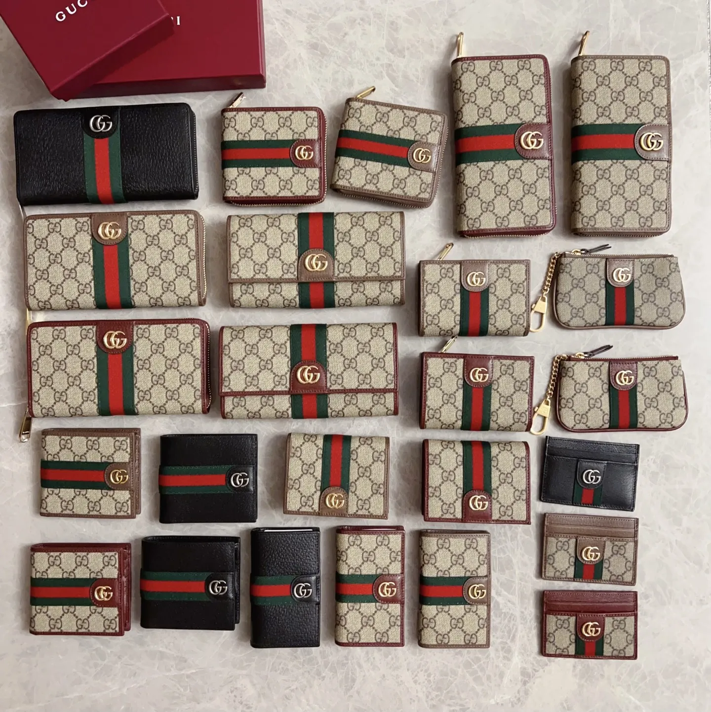 Gucci オフィディア 長財布 茶色 枣赤 ストライプ - 画像 (10)
