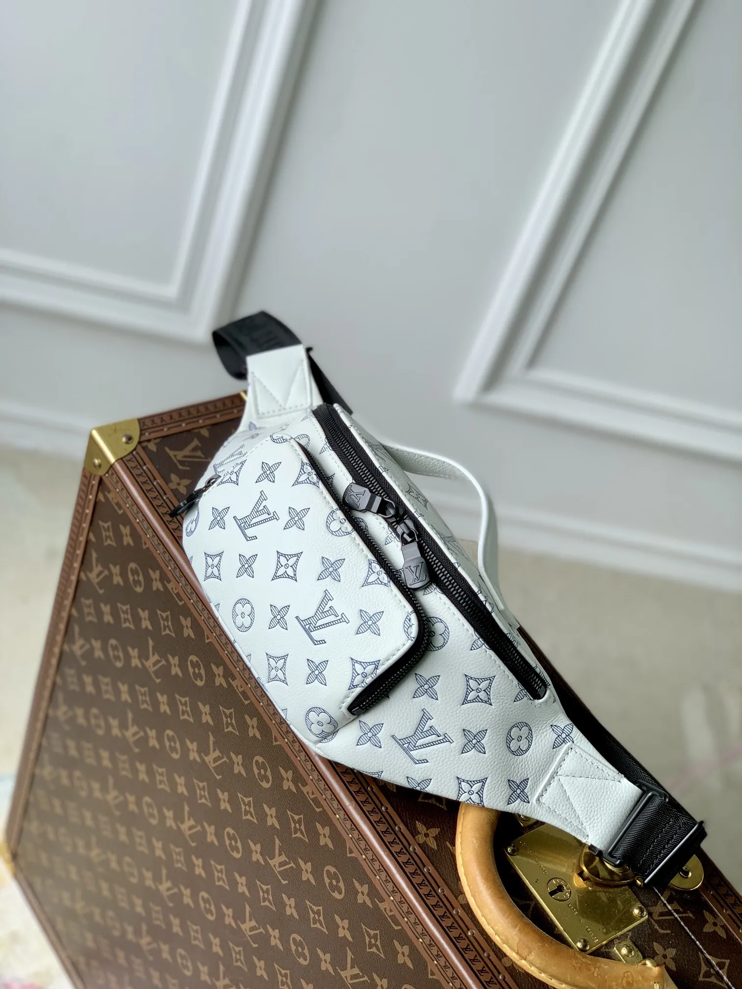 LOUIS VUITTON 白花 Monogram Shadow ファニーパック - 画像 (3)