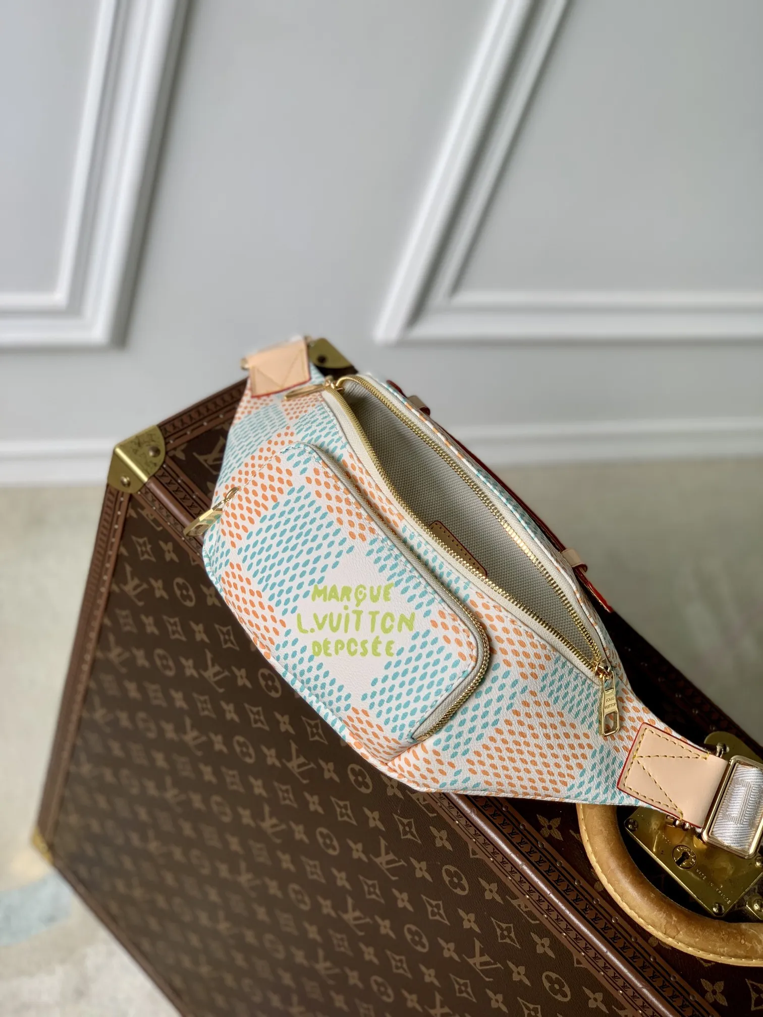 LOUIS VUITTON グリーン チェック柄 ファニーパック - 画像 (10)