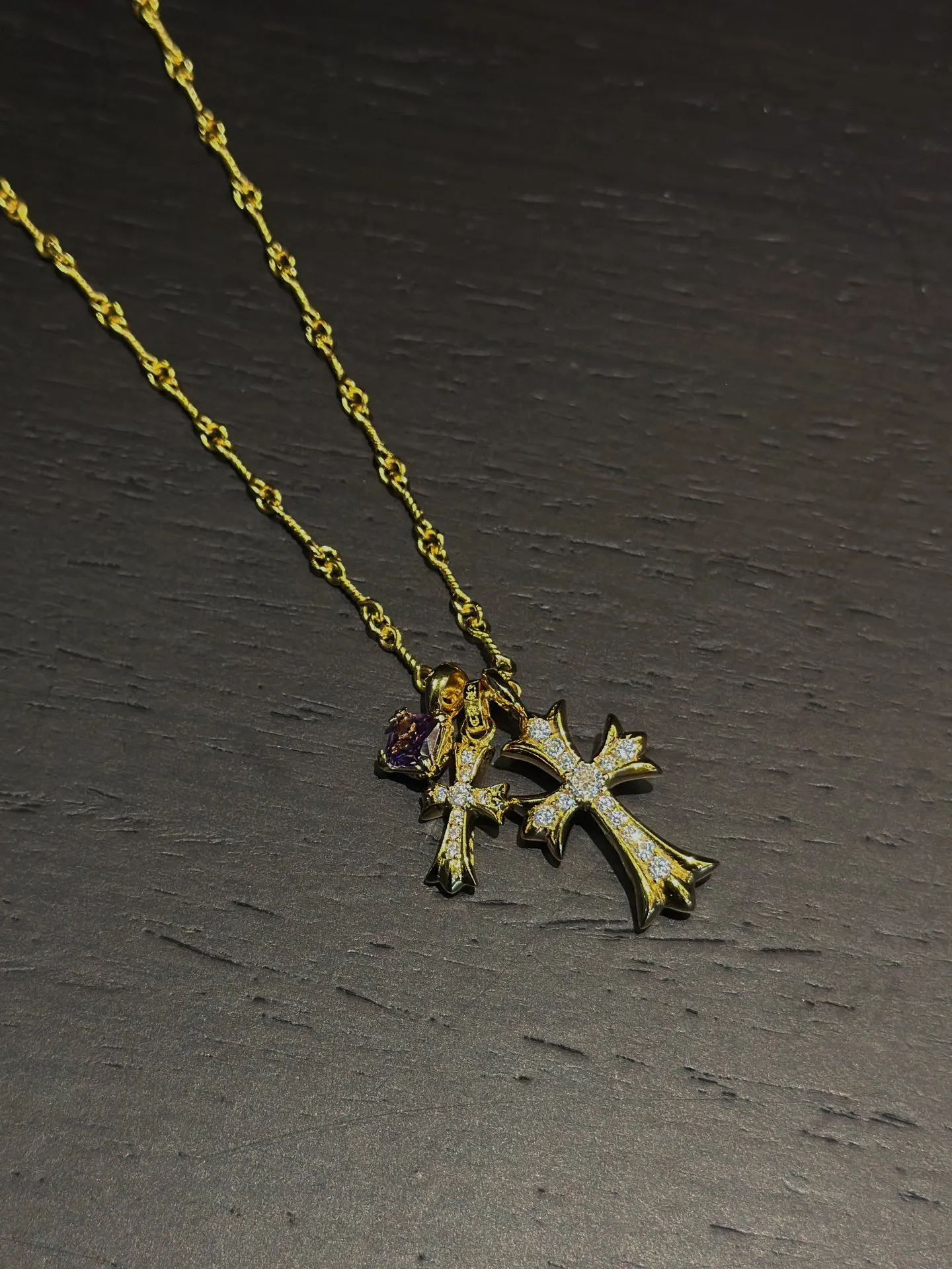 Chrome Hearts 紫色 ダブルクロスネックレス - 画像 (5)