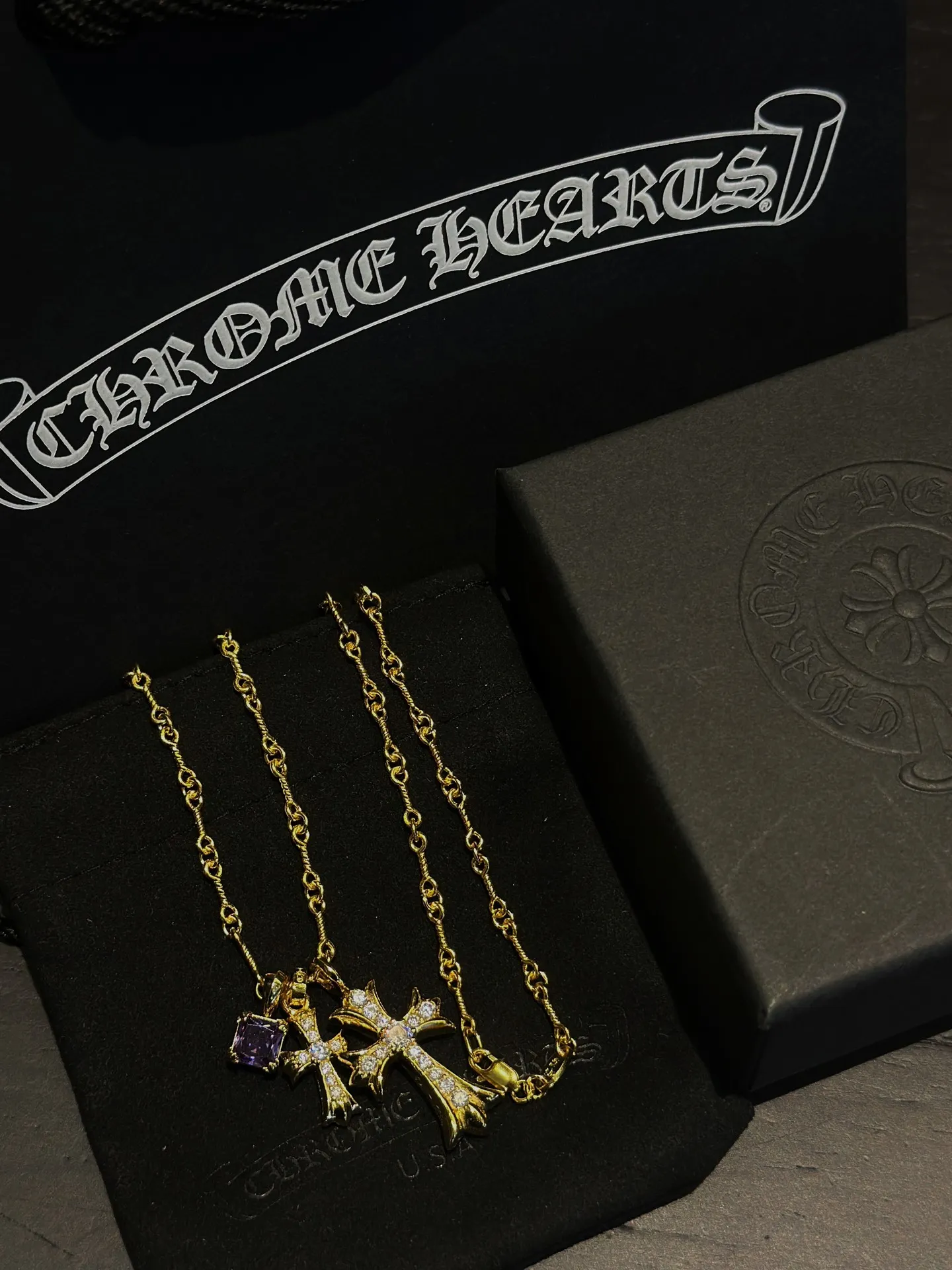 Chrome Hearts 紫色 ダブルクロスネックレス - 画像 (8)