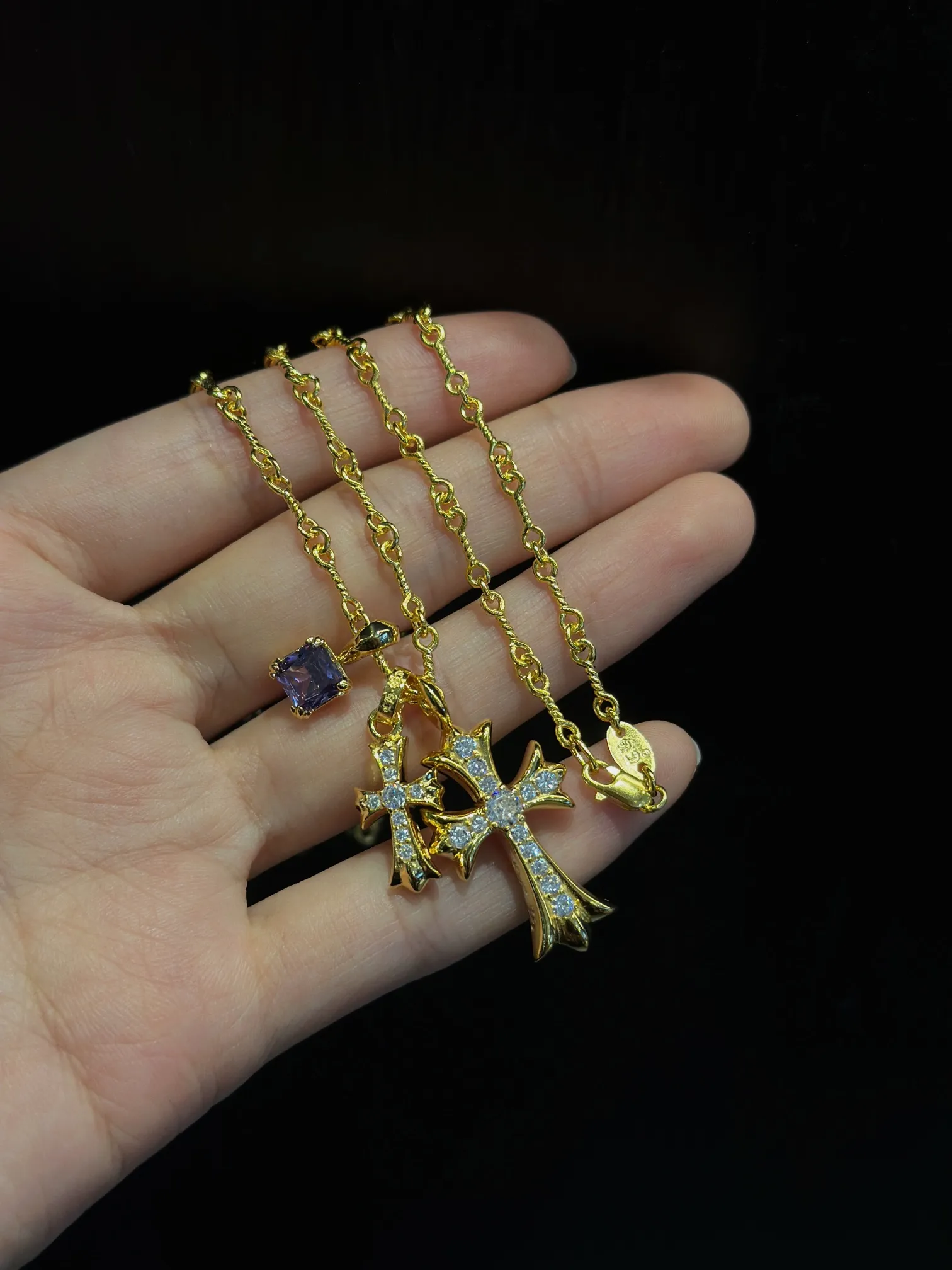 Chrome Hearts 紫色 ダブルクロスネックレス - 画像 (9)