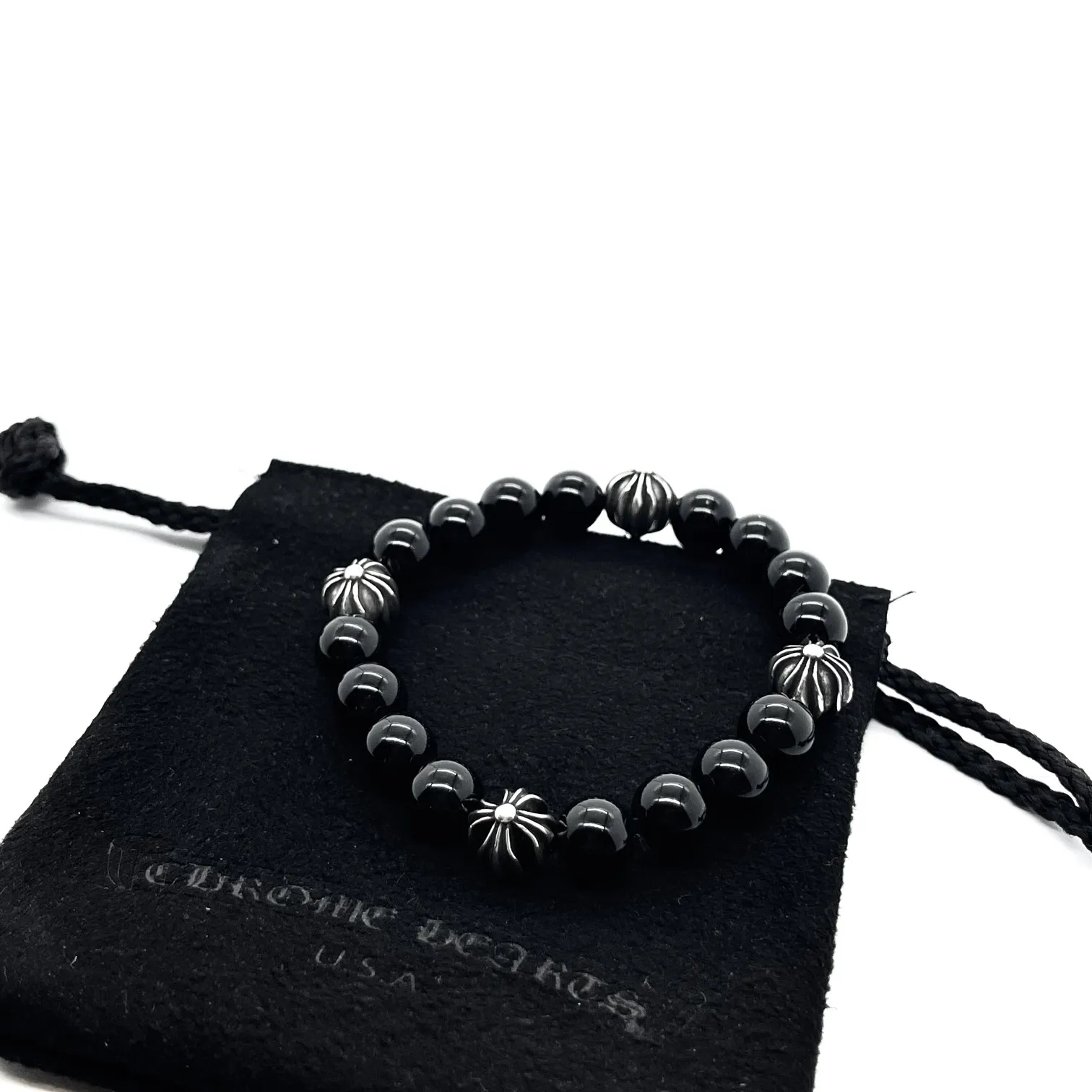 Chrome Hearts ブラックオニキス4ビーズブレスレット - 画像 (4)