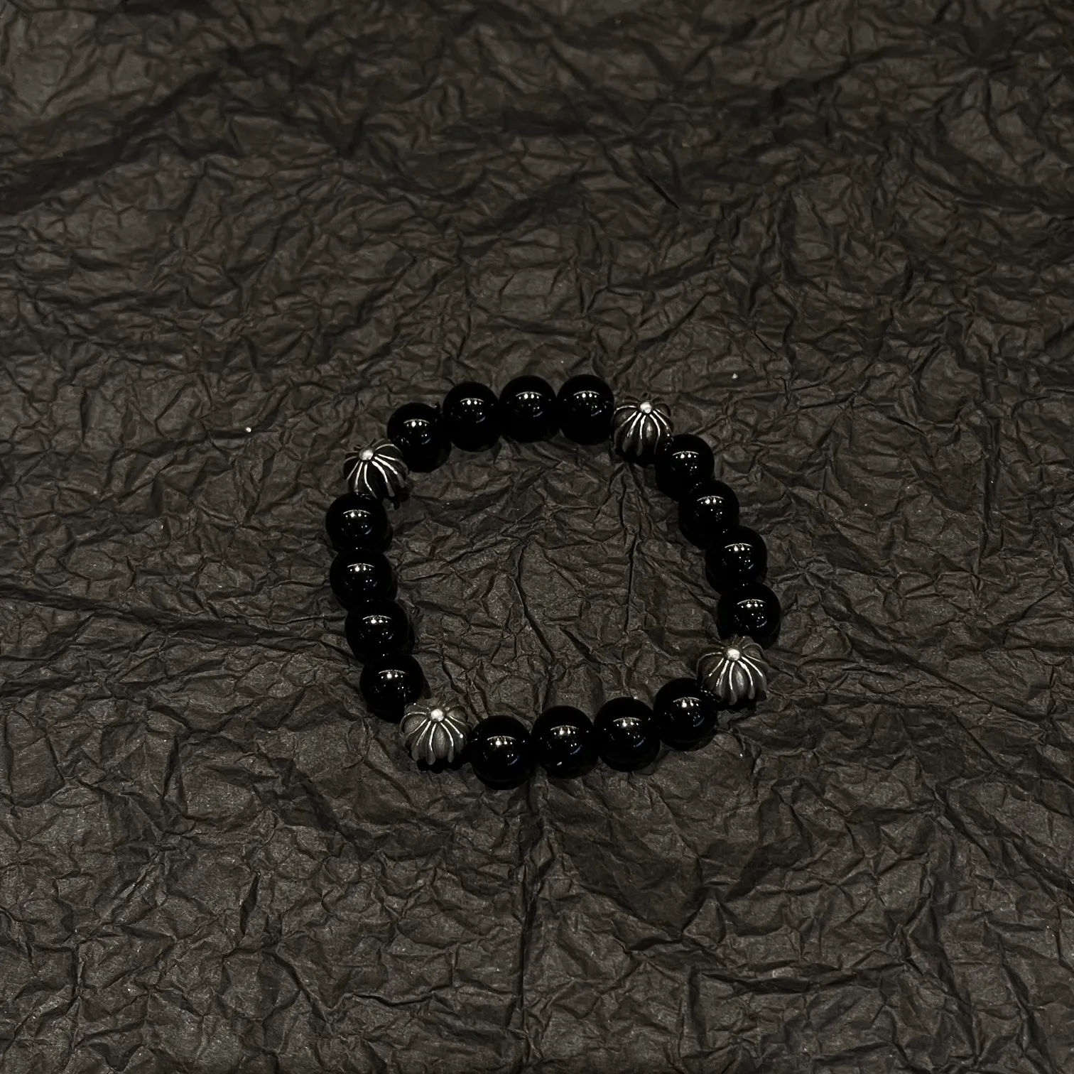 Chrome Hearts ブラックオニキス4ビーズブレスレット - 画像 (5)