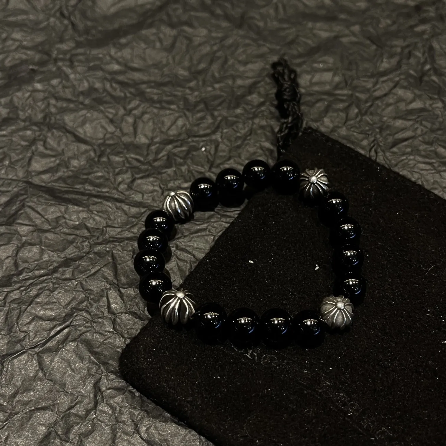 Chrome Hearts ブラックオニキス4ビーズブレスレット - 画像 (6)