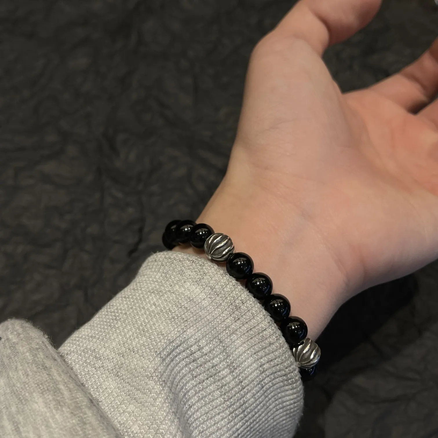 Chrome Hearts ブラックオニキス4ビーズブレスレット - 画像 (10)