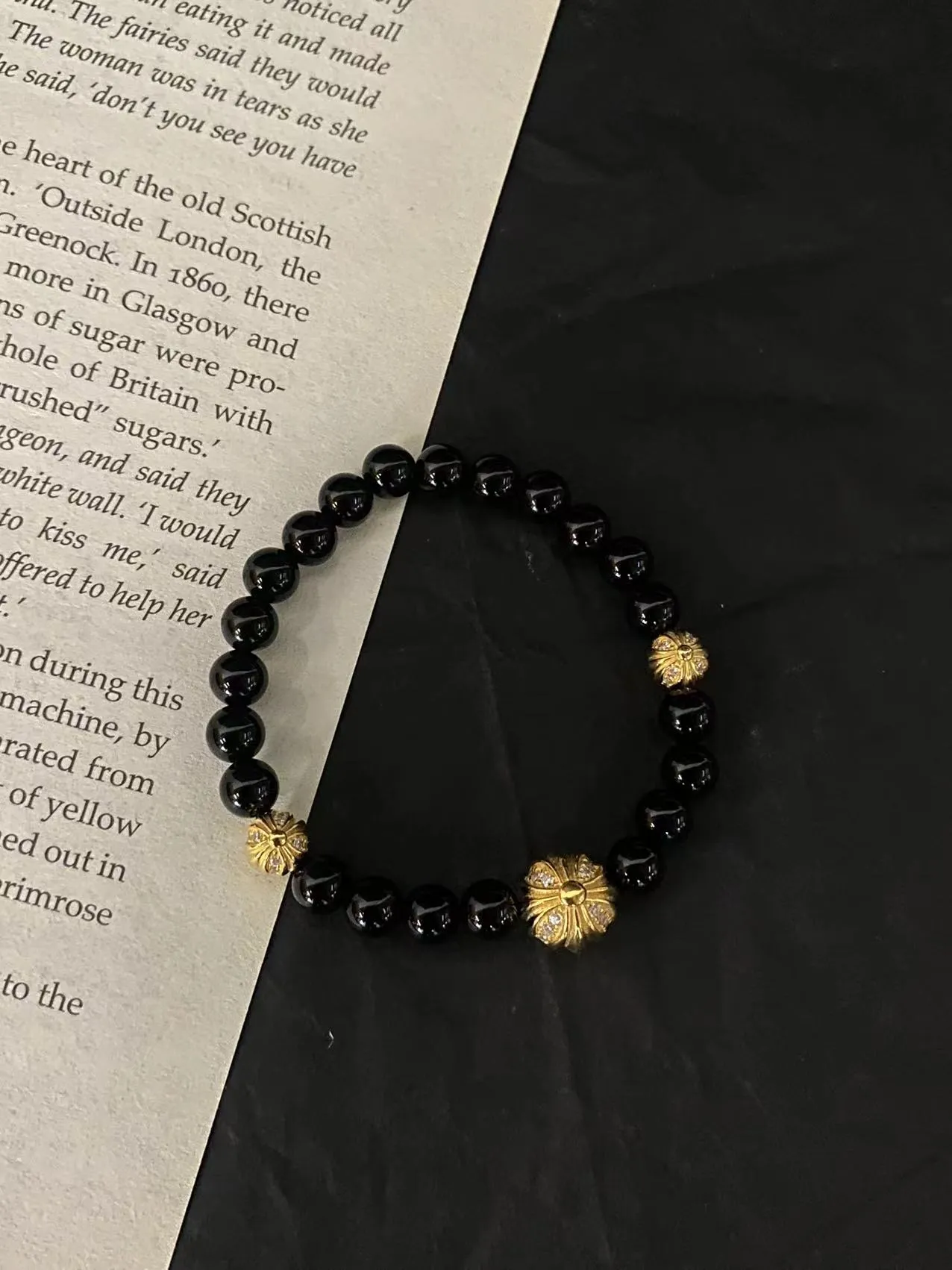 Chrome Hearts ブラックオニキスビーズブレスレット - 画像 (3)