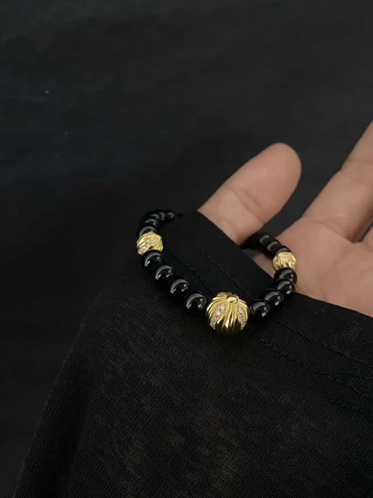 Chrome Hearts ブラックオニキスビーズブレスレット - 画像 (7)