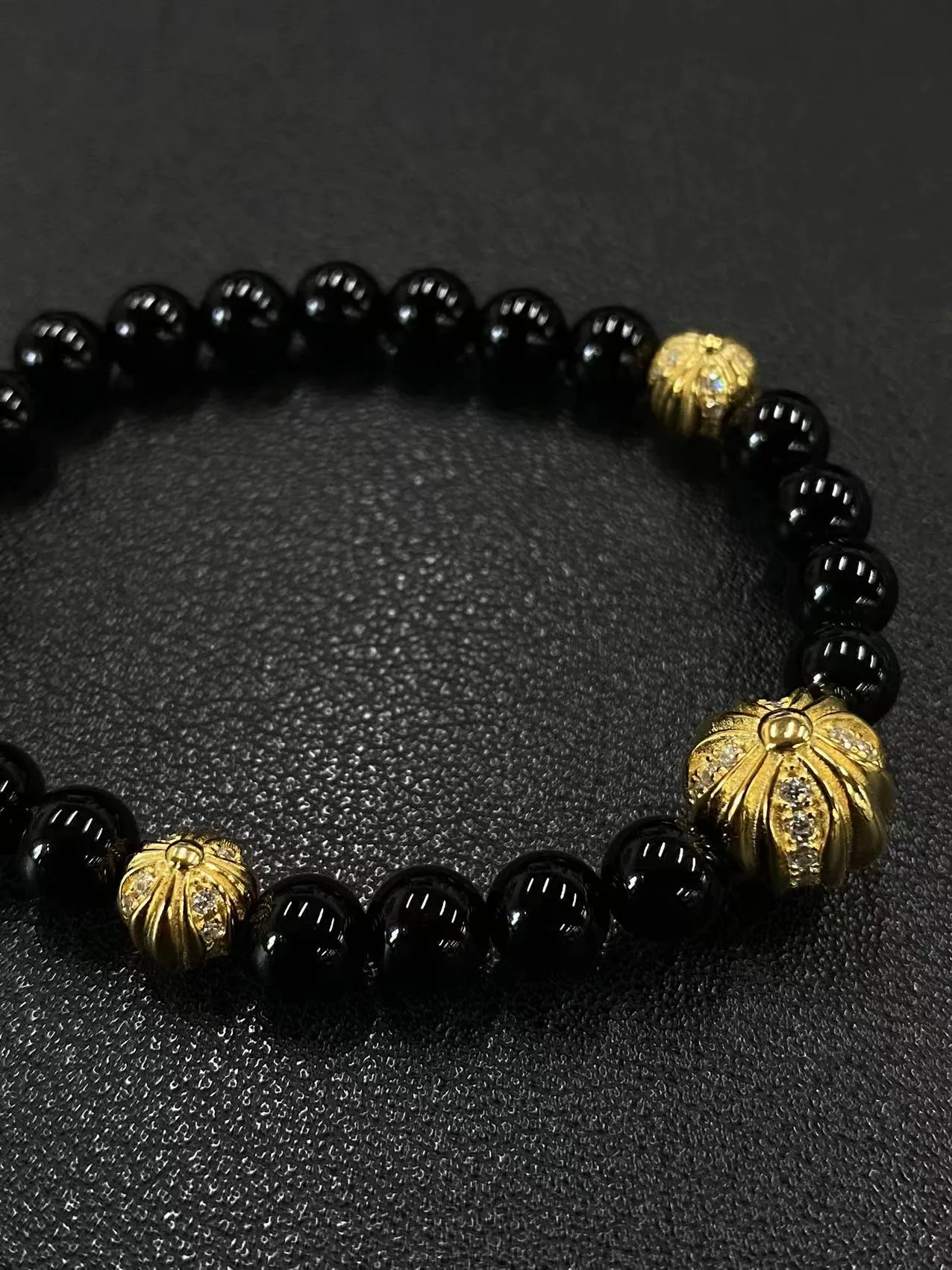 Chrome Hearts ブラックオニキスビーズブレスレット - 画像 (8)