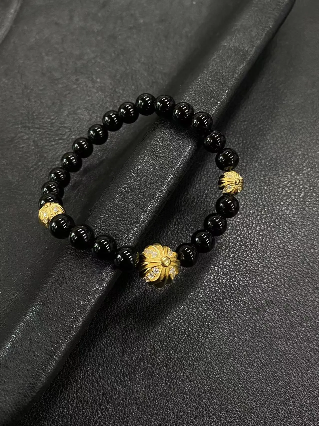 Chrome Hearts ブラックオニキスビーズブレスレット - 画像 (9)