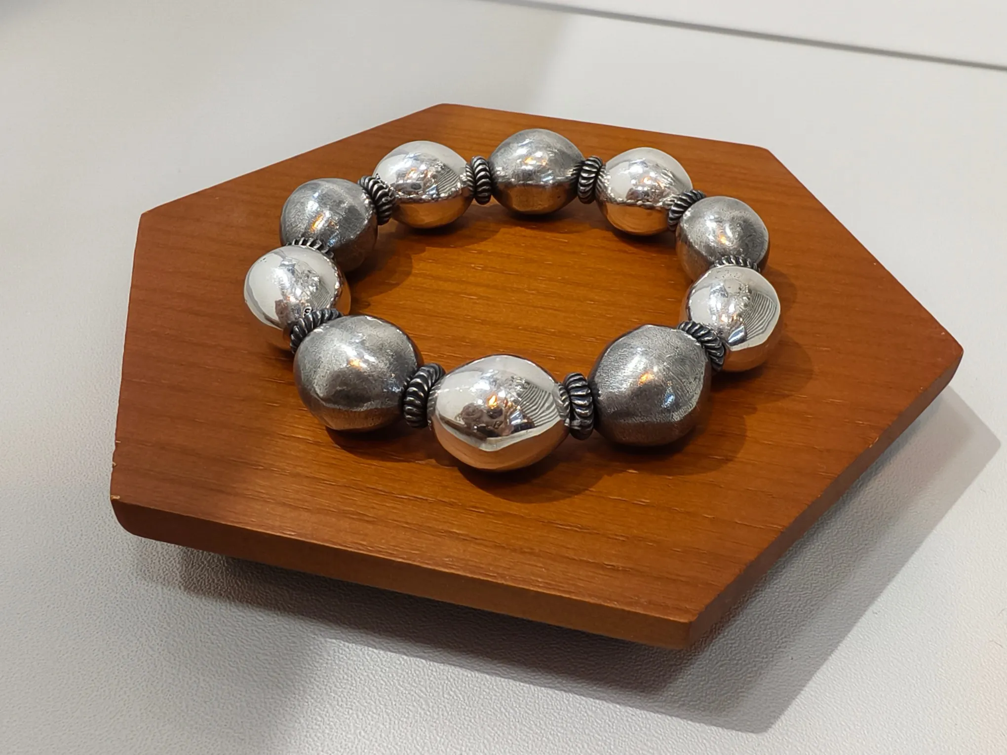 オリーブパール手串オリーブジュエリーシルバー色手作り - 画像 (3)