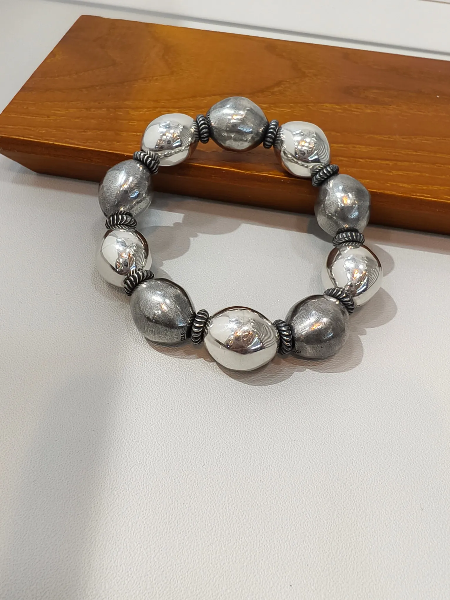 オリーブパール手串オリーブジュエリーシルバー色手作り - 画像 (4)