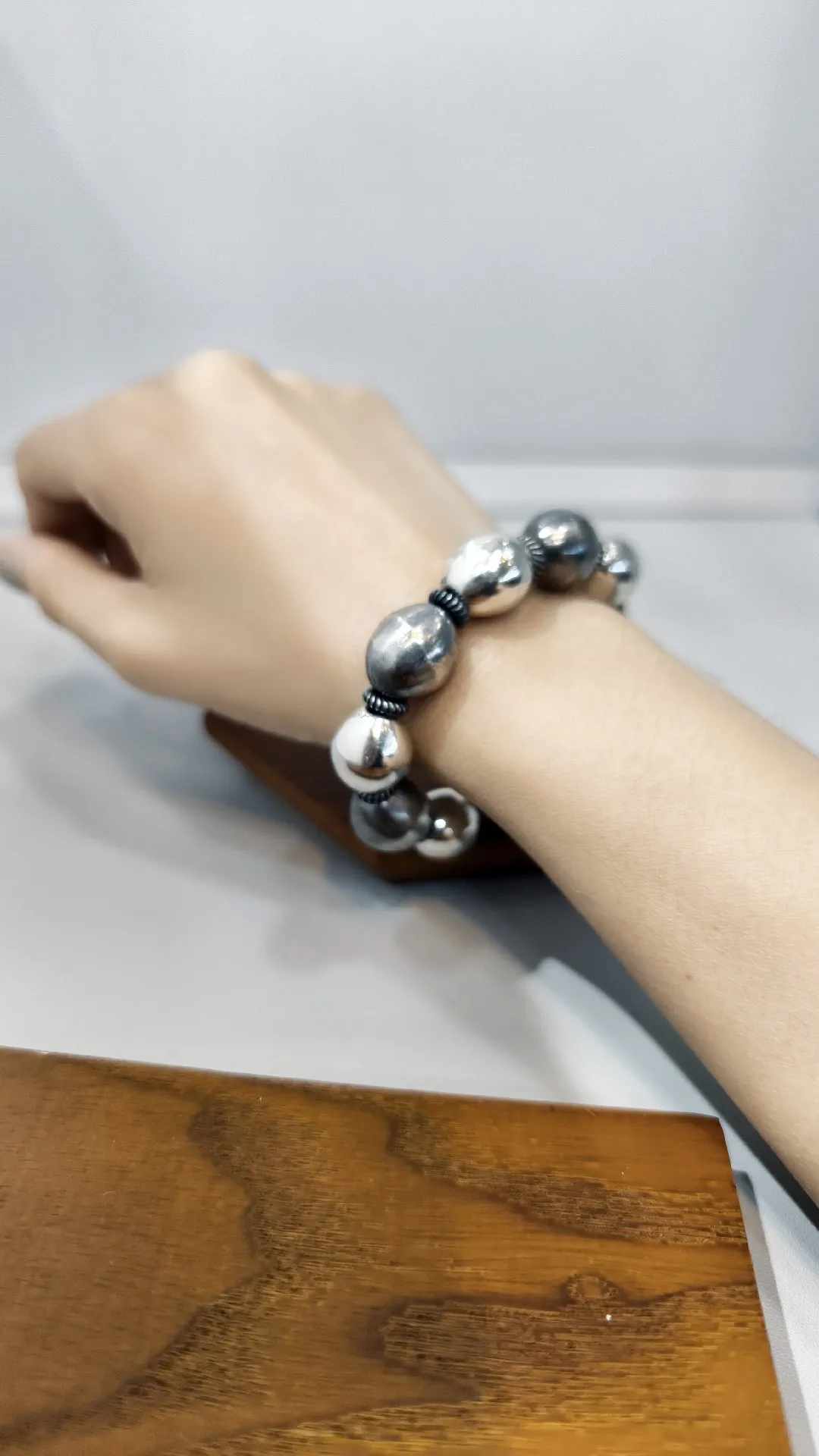 オリーブパール手串オリーブジュエリーシルバー色手作り - 画像 (7)