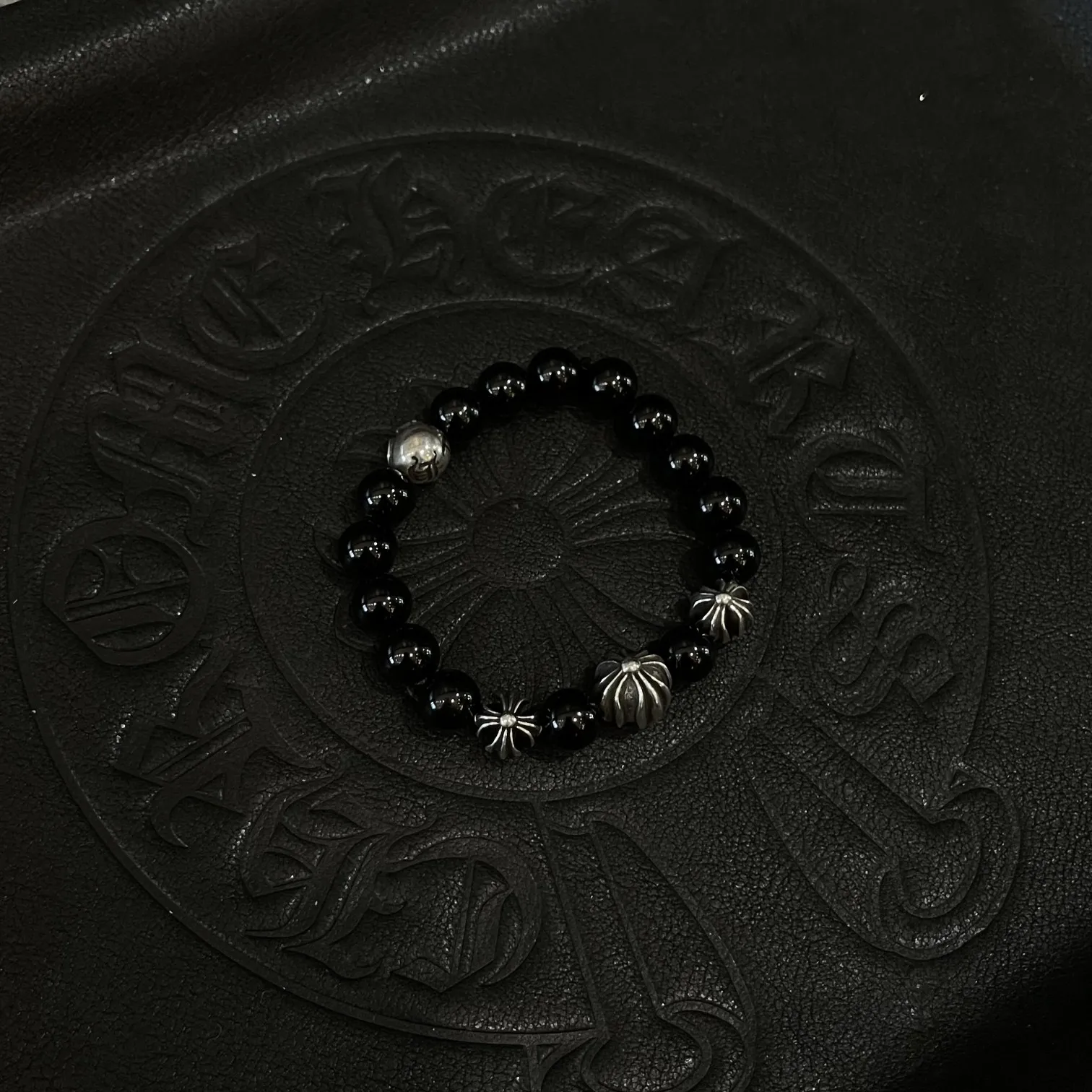 Chrome Hearts ブラックオニキス4ビーズブレスレット - 画像 (6)