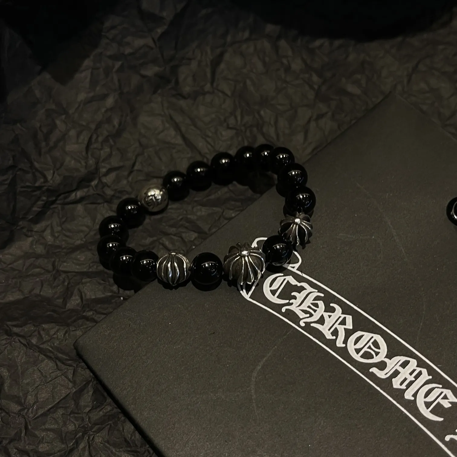 Chrome Hearts ブラックオニキス4ビーズブレスレット - 画像 (7)