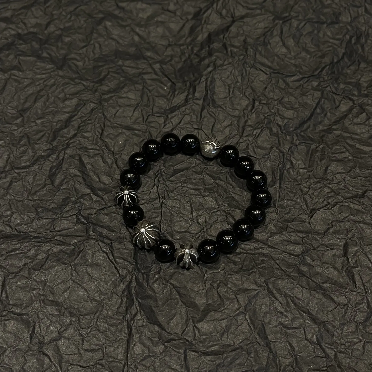 Chrome Hearts ブラックオニキス4ビーズブレスレット - 画像 (8)