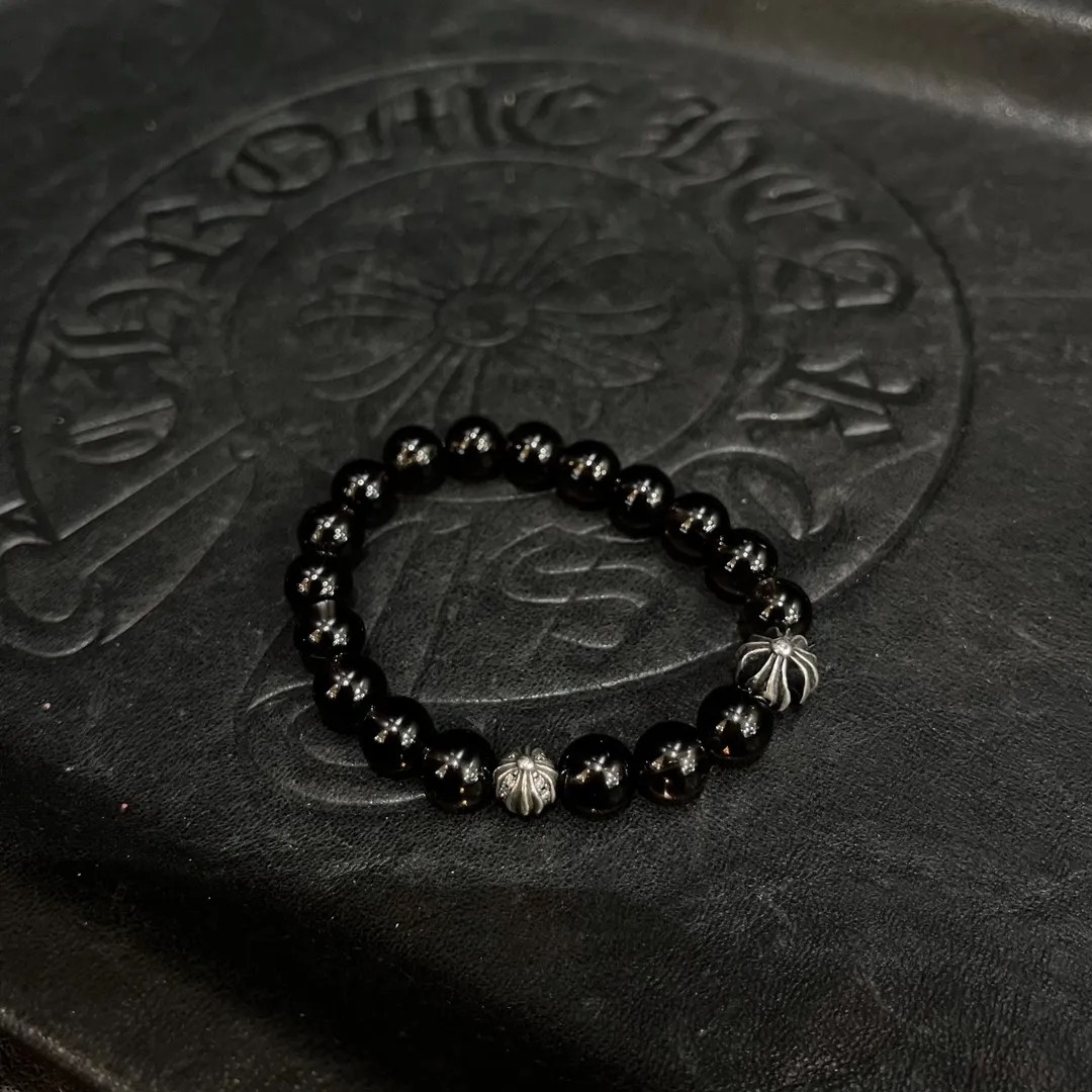 Chrome Hearts ブラック 茶水晶ビーズブレスレット - 画像 (8)