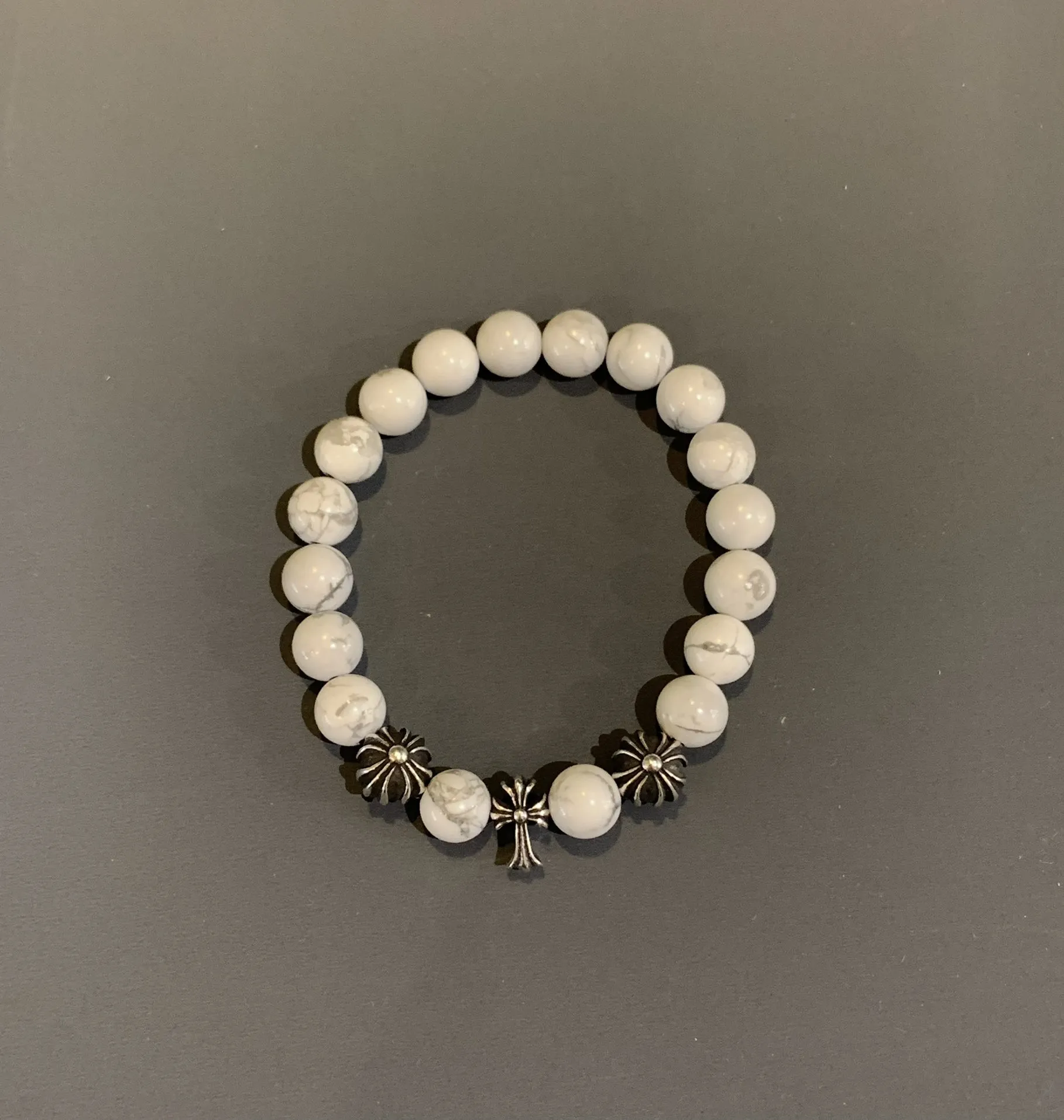 Chrome Hearts ホワイト瑪瑙ビーズブレスレット - 画像 (3)