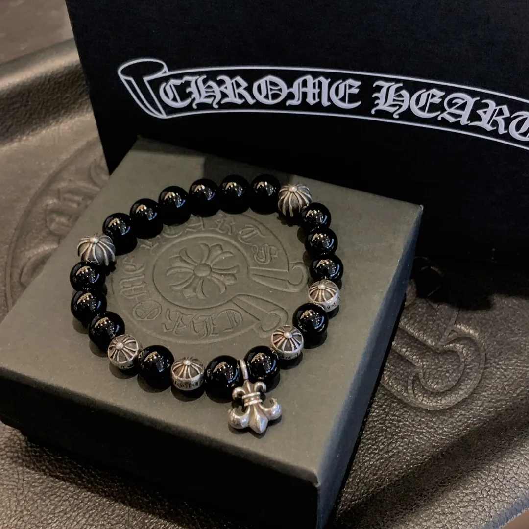 Chrome Hearts ブラックオニキスビーズブレスレット - 画像 (4)