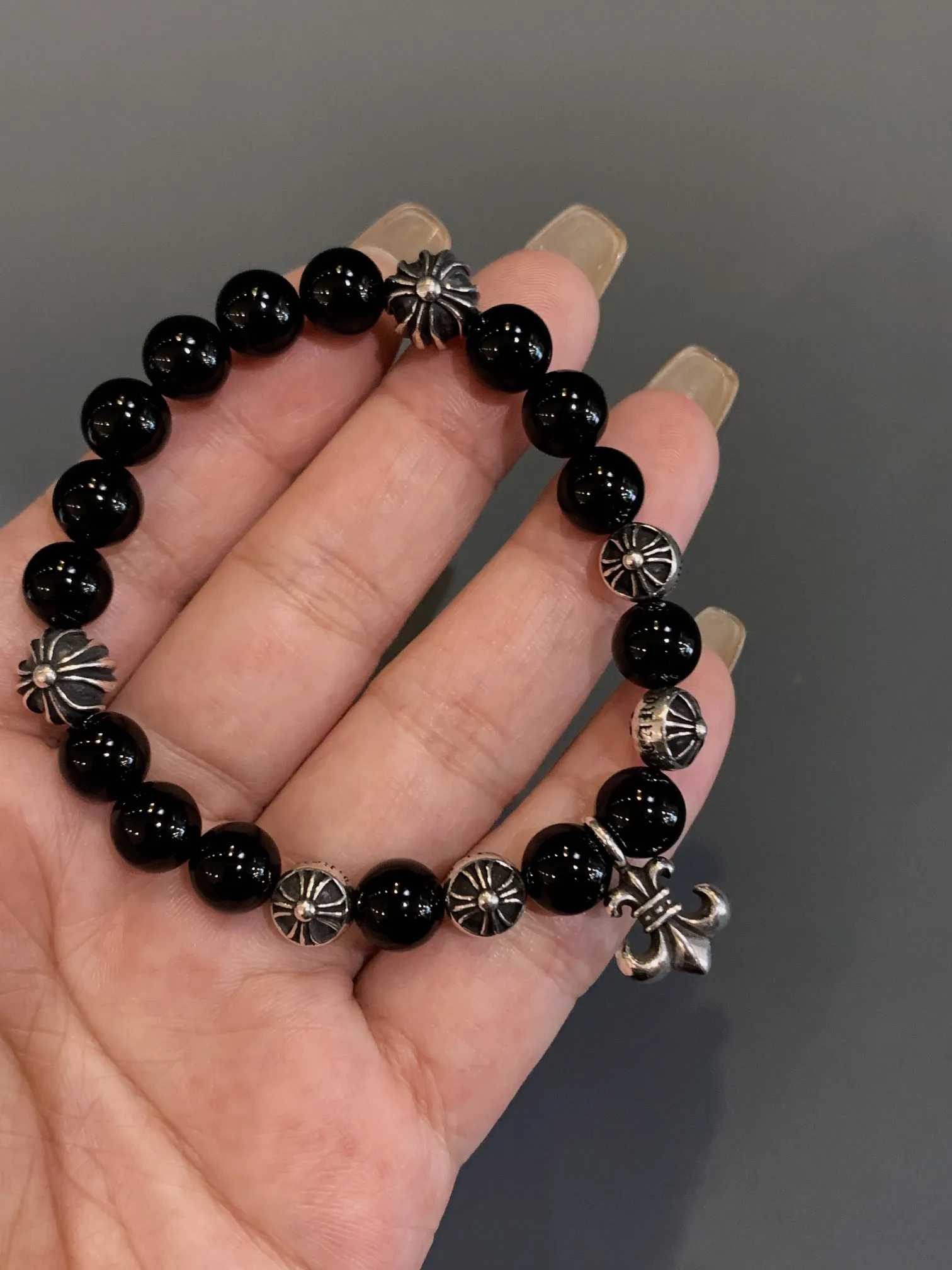 Chrome Hearts ブラックオニキスビーズブレスレット - 画像 (5)