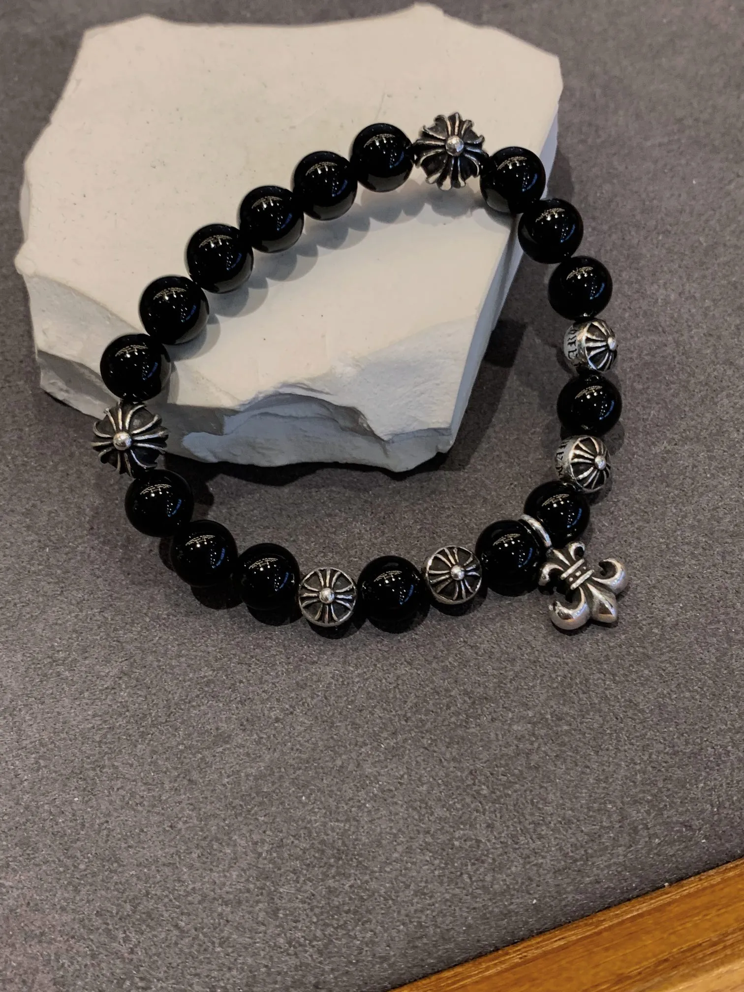 Chrome Hearts ブラックオニキスビーズブレスレット - 画像 (7)