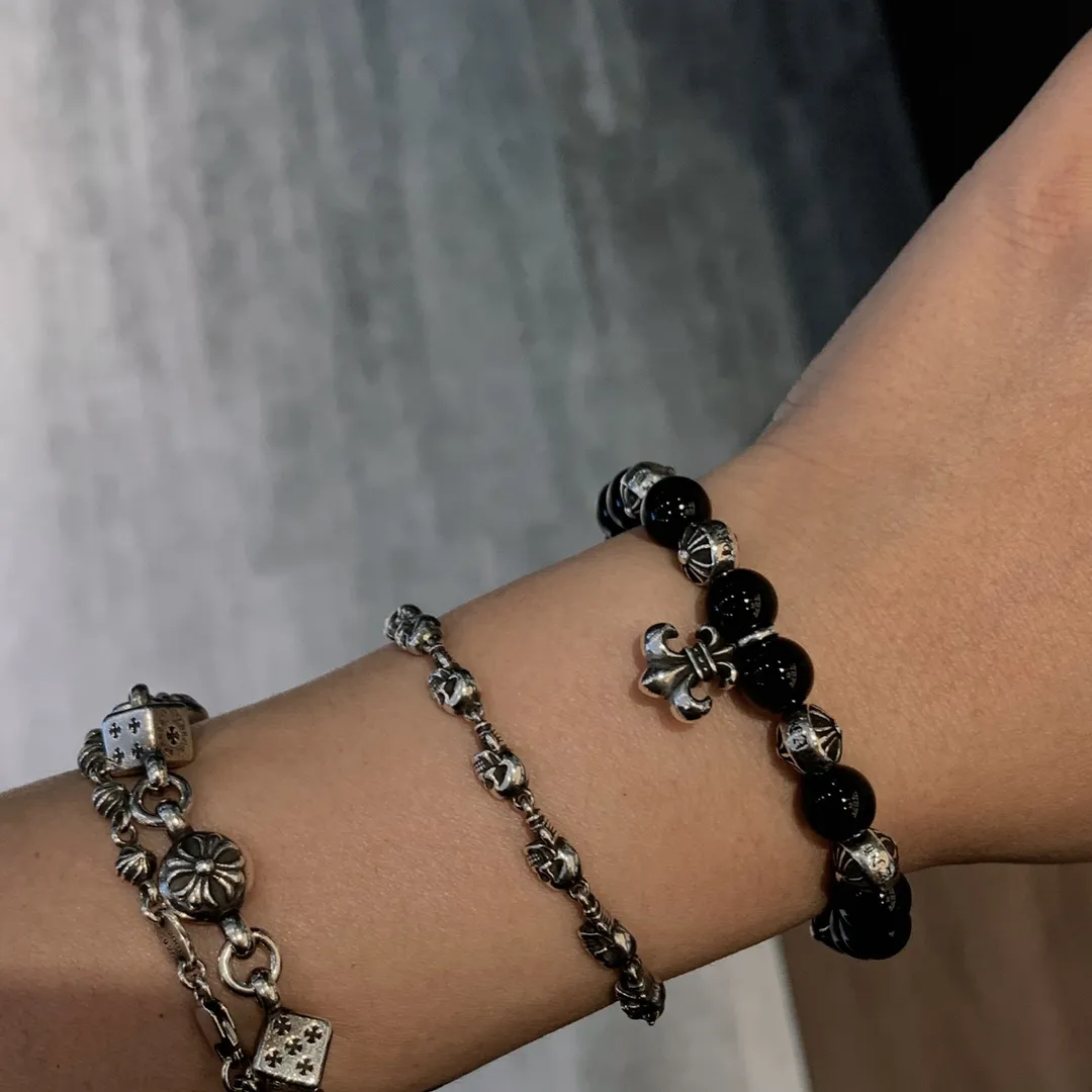 Chrome Hearts ブラックオニキスビーズブレスレット - 画像 (9)
