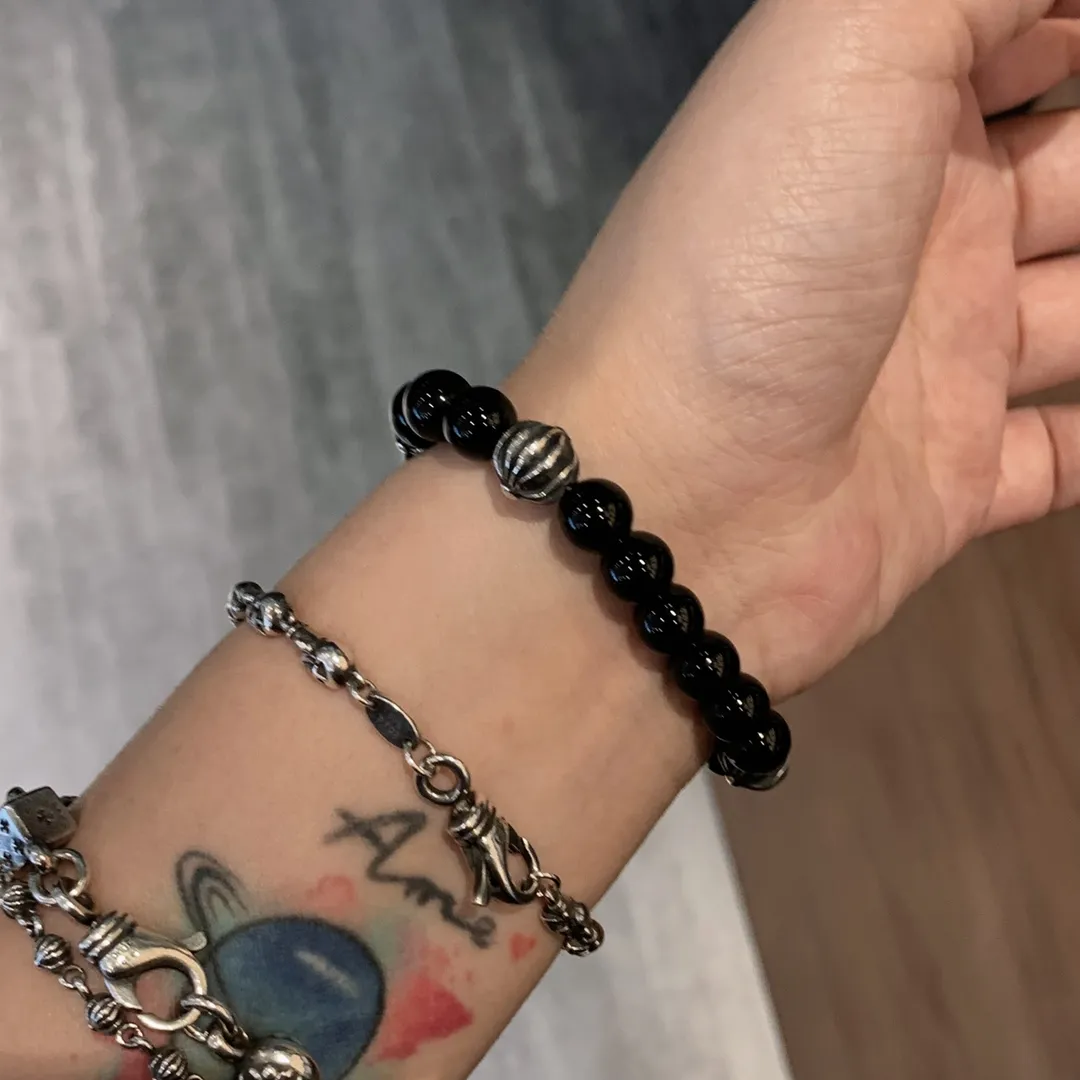 Chrome Hearts ブラックオニキスビーズブレスレット - 画像 (10)