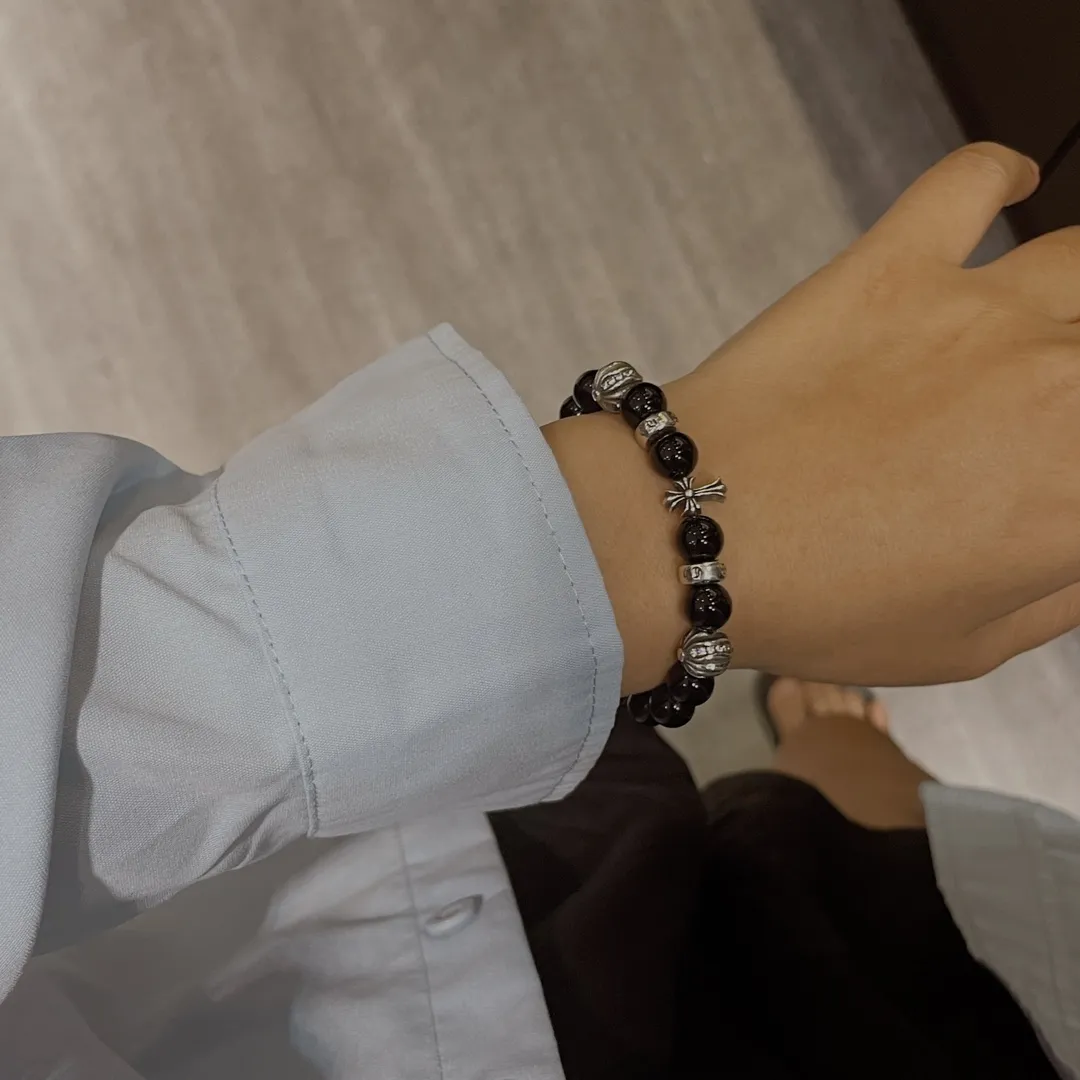 Chrome Hearts ブラックオニキスビーズブレスレット - 画像 (8)