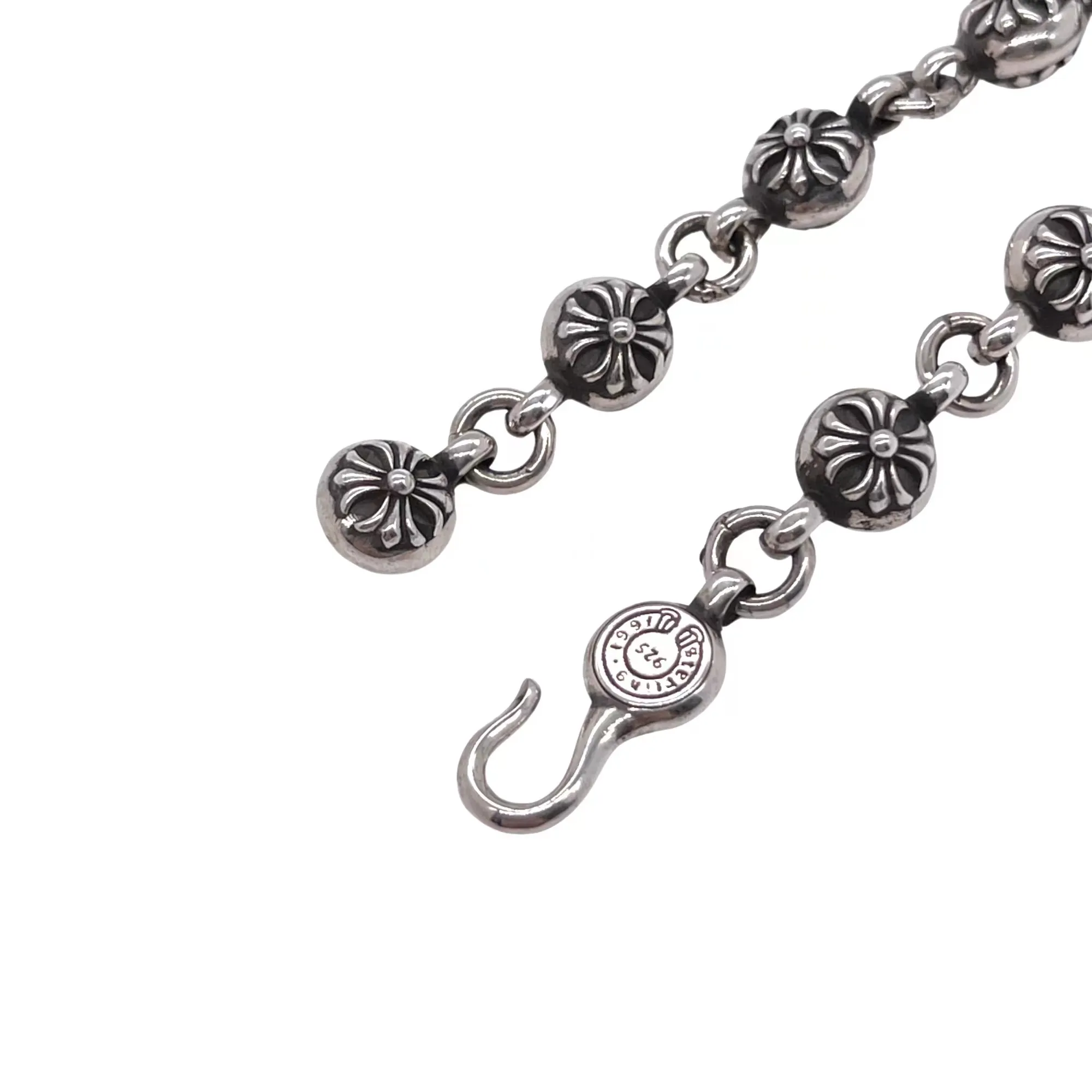 Chrome Hearts シルバー十字花珠手链 復古デザイン - 画像 (4)
