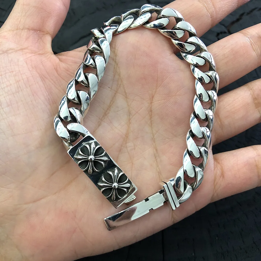 Chrome Hearts シルバー ダブルクロス中サイズブレスレット - 画像 (7)