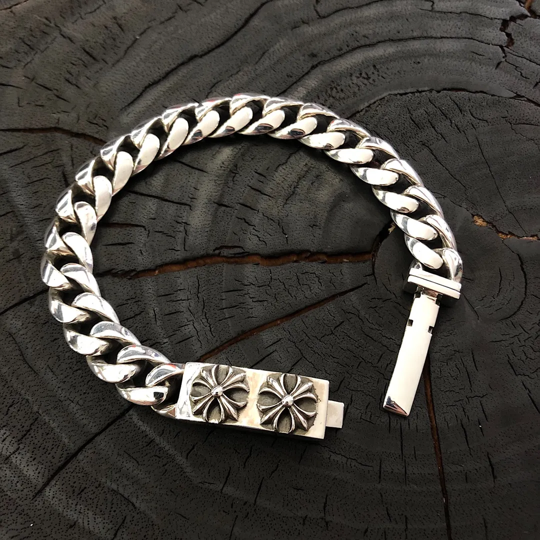 Chrome Hearts シルバー ダブルクロス中サイズブレスレット - 画像 (8)