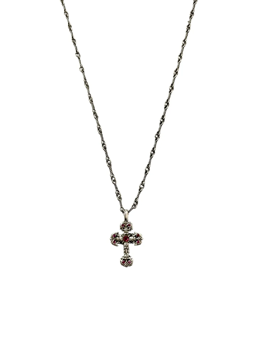 Chrome Hearts レッドダイヤミニフレアクロスネックレス
