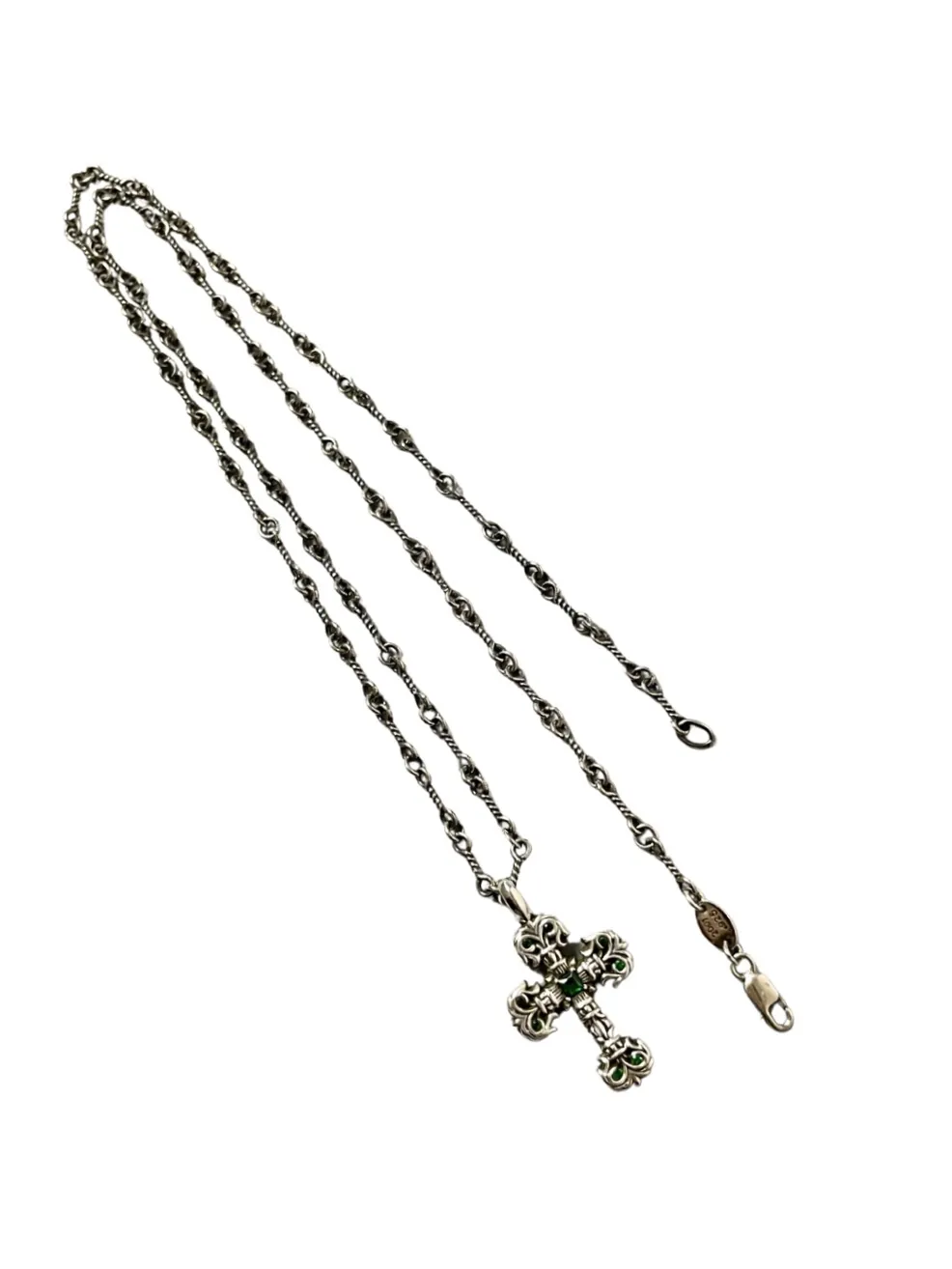 Chrome Hearts 緑ダイヤミニ炎十字架ネックレス - 画像 (4)