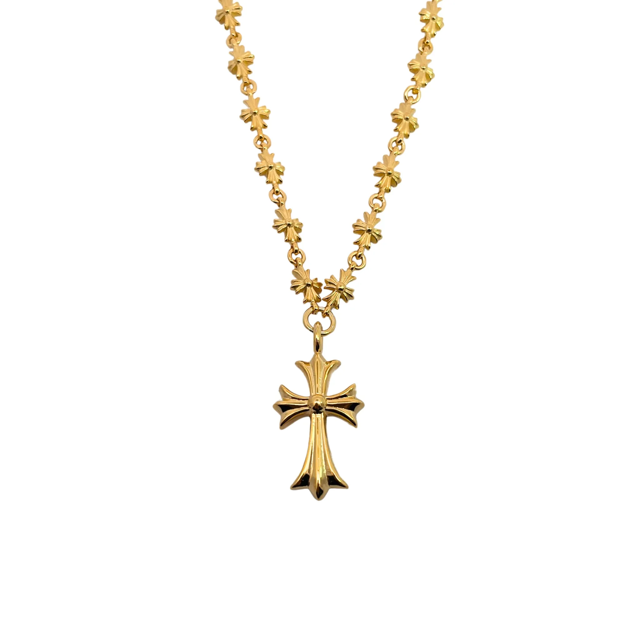 Chrome Hearts ゴールドクロスネックレス - 画像 (3)