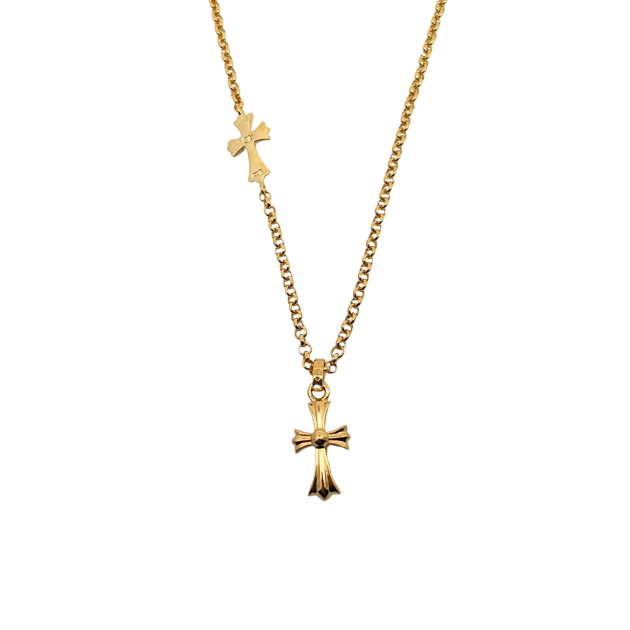 Chrome Hearts ゴールド ダブルクロスネックレス - 画像 (3)