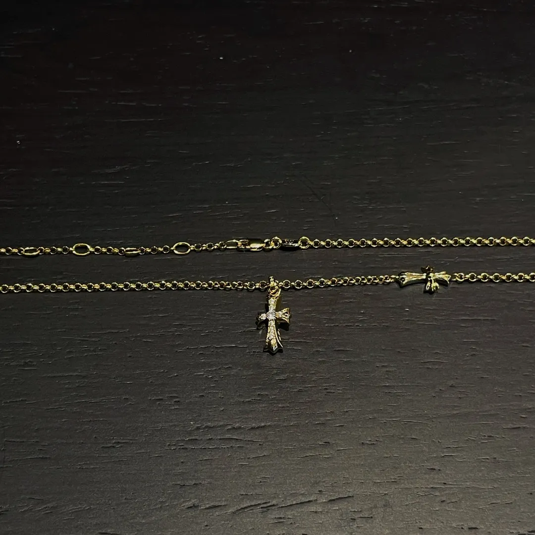 Chrome Hearts ゴールド ダブルクロスネックレス - 画像 (7)