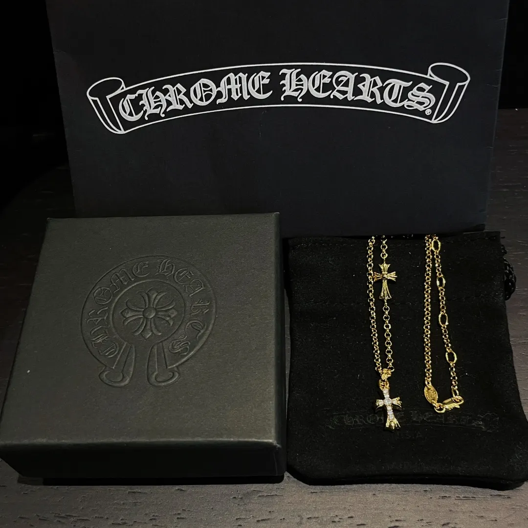 Chrome Hearts ゴールド ダブルクロスネックレス - 画像 (9)