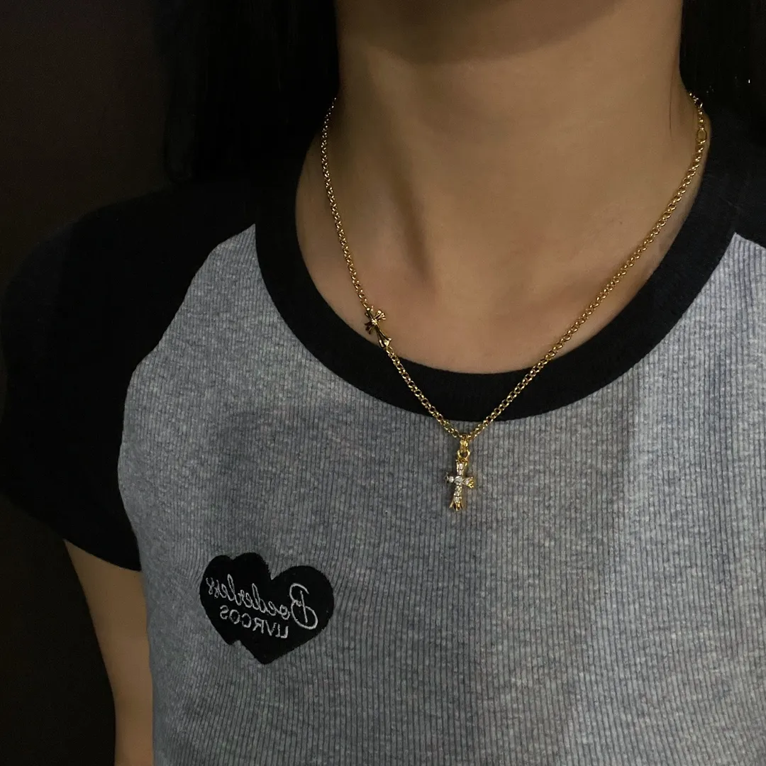 Chrome Hearts ゴールド ダブルクロスネックレス - 画像 (10)