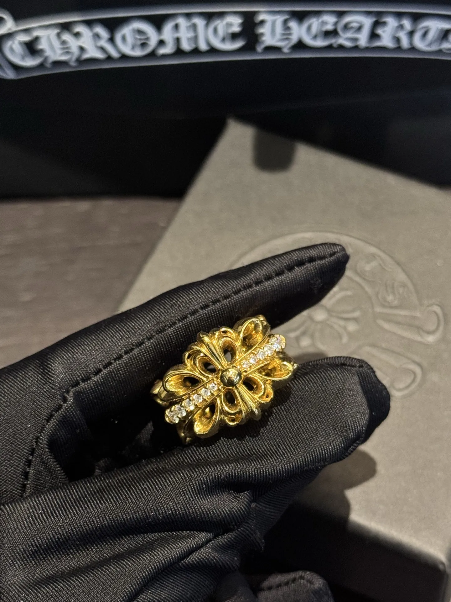 Chrome Hearts ゴールド ダイヤモンド アイリスリング - 画像 (6)