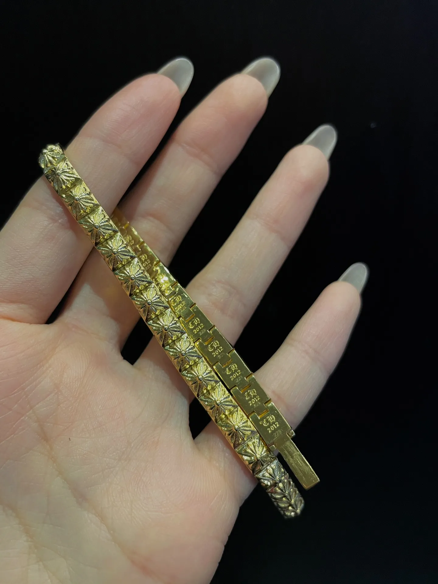 Chrome Hearts ゴールド十字花チェーンブレスレット - 画像 (8)