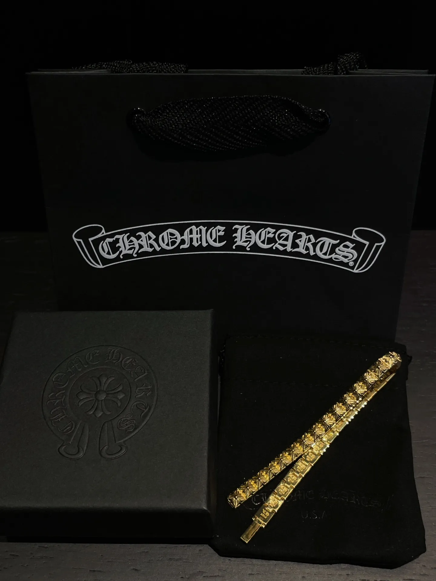 Chrome Hearts ゴールド十字花チェーンブレスレット - 画像 (9)