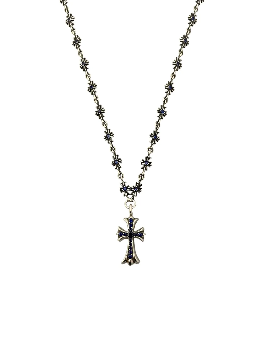Chrome Hearts ブルージルコニアクロスネックレス