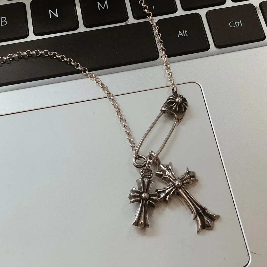 Chrome Hearts シルバー ダブルクロス ネックレス - 画像 (4)